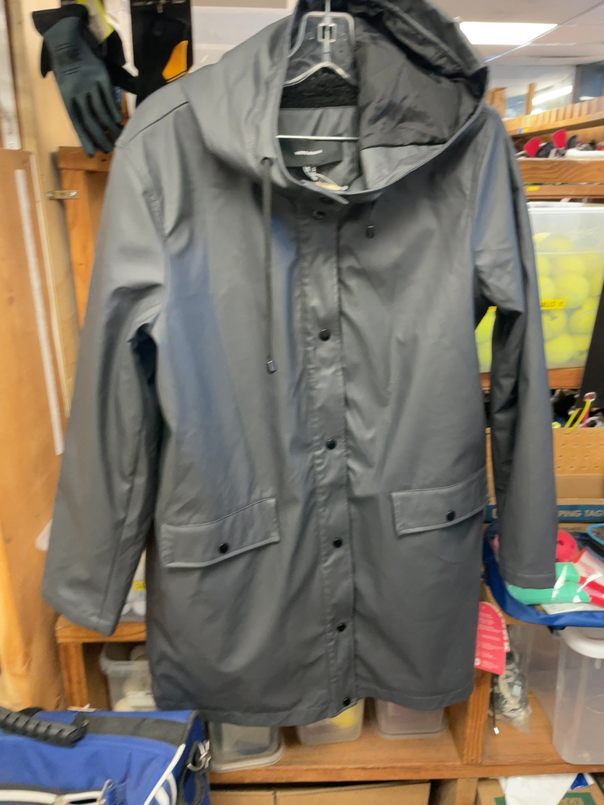 Vero Moda Hooded Rain Jacket Size L Grey