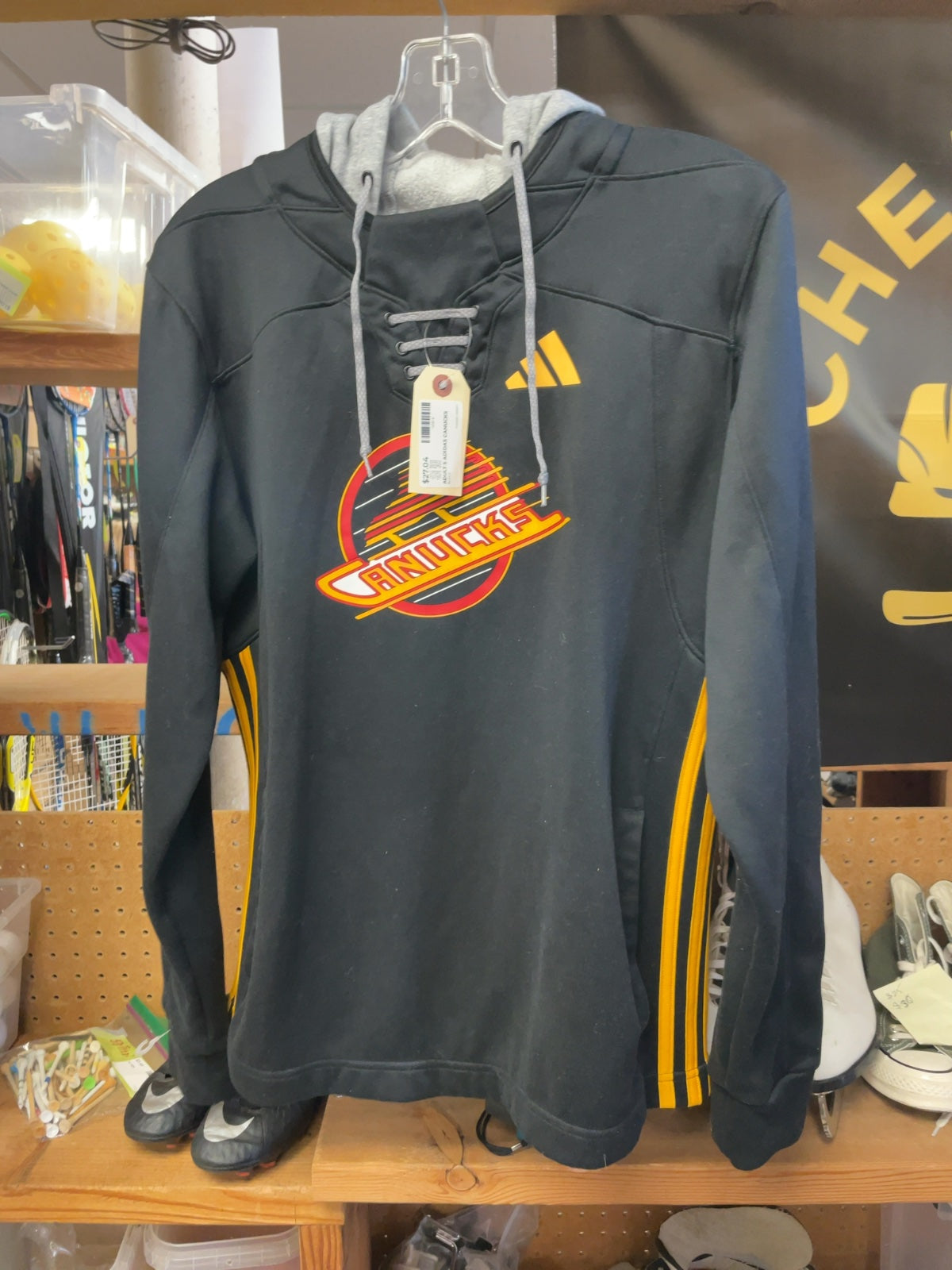 Adidas Vancouver Canucks Skate Logo Lace-Up Hoodie Size S