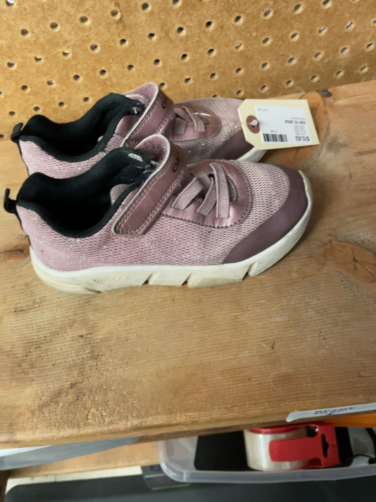 Geox Pink Sparkle Velcro Sneakers Size 11C