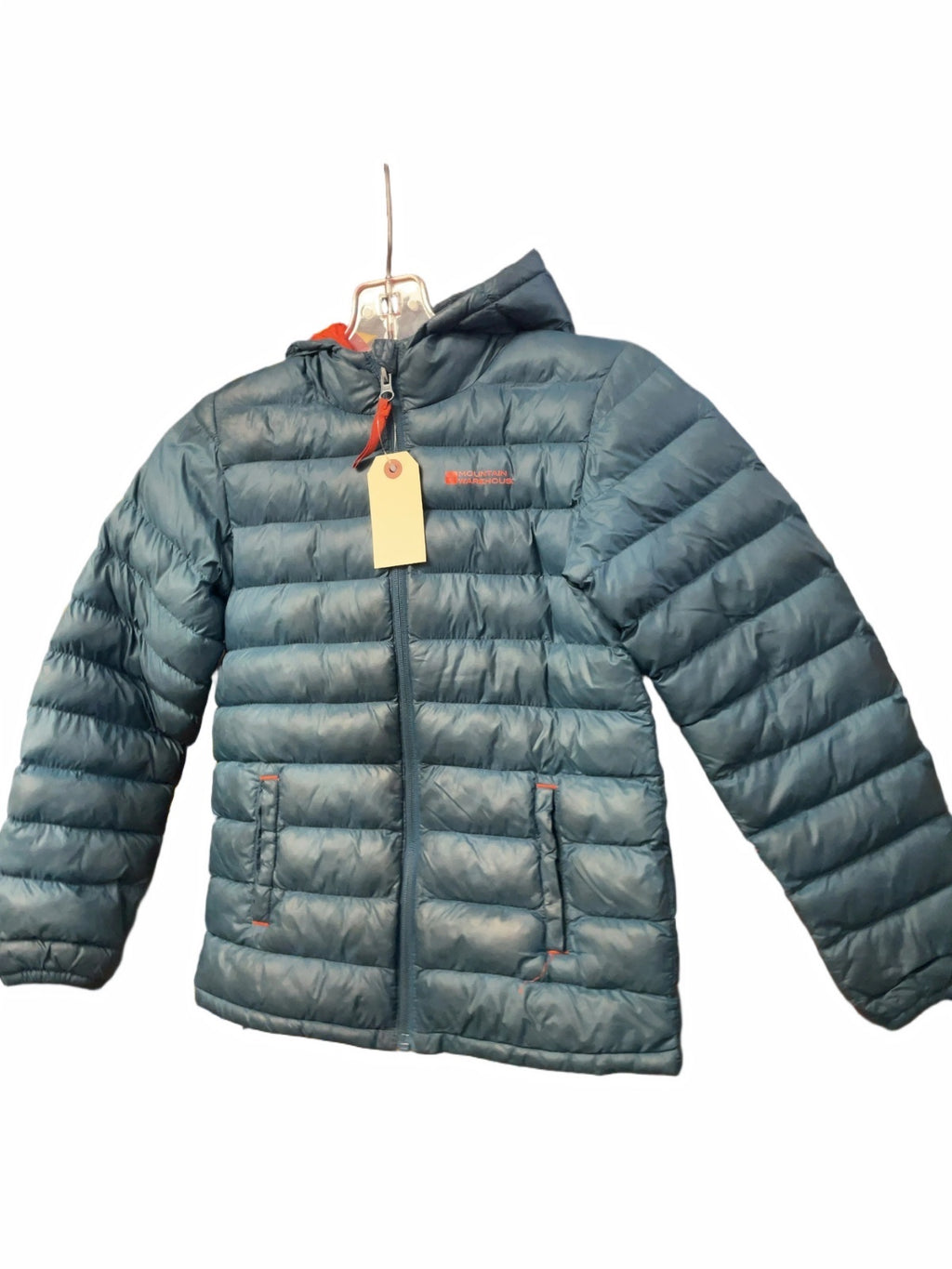 Mountain Warehouse Hooded Puffer Jacket Junior Size 7/8 Blue/Orange