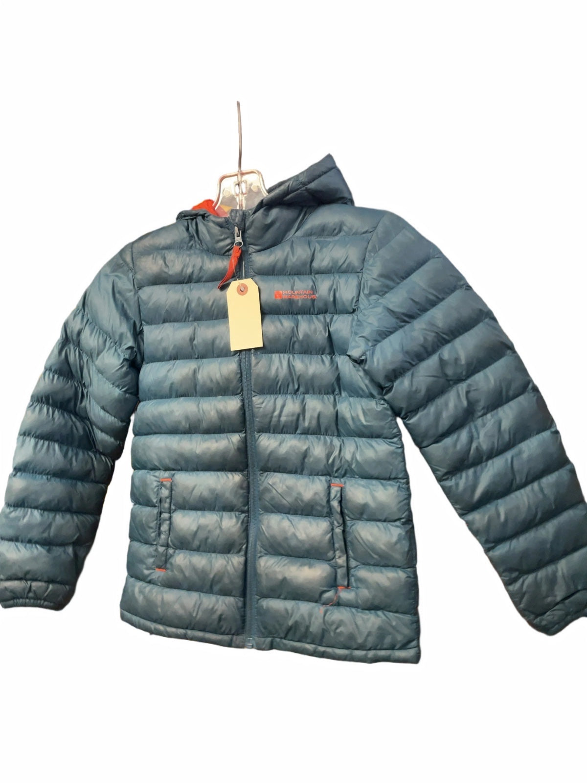Mountain Warehouse Hooded Puffer Jacket Junior Size 7/8 Blue/Orange