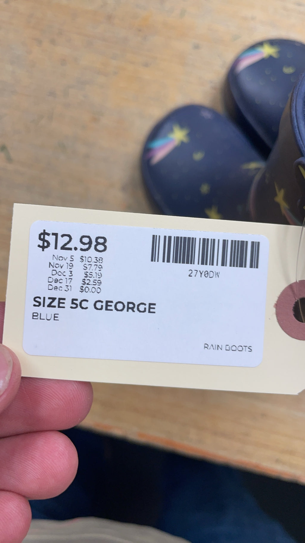 George Shooting Star Rain Boots Size 5C Blue