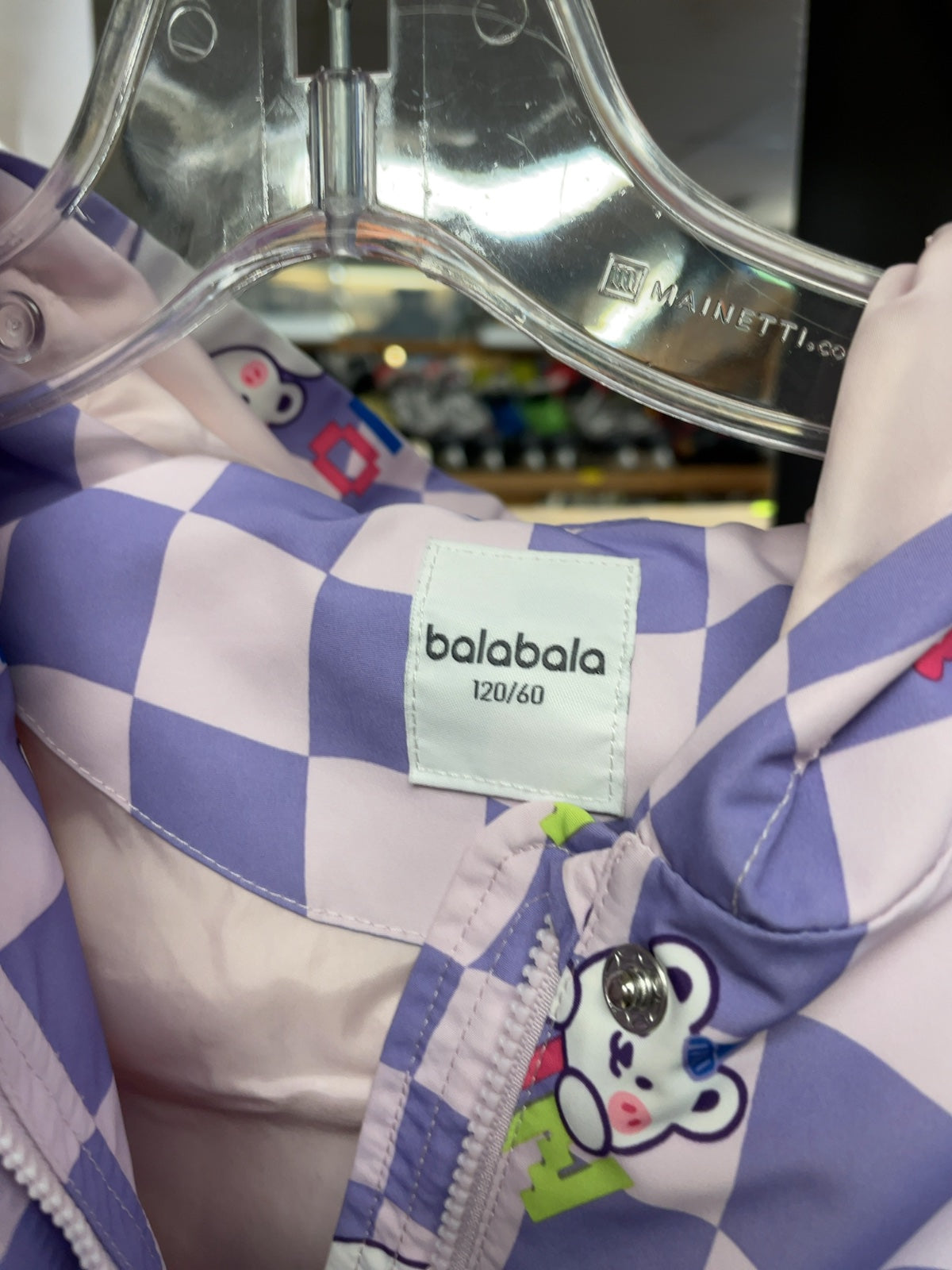Balabala Hooded Rain Jacket Size 120/60 Purple Checkered