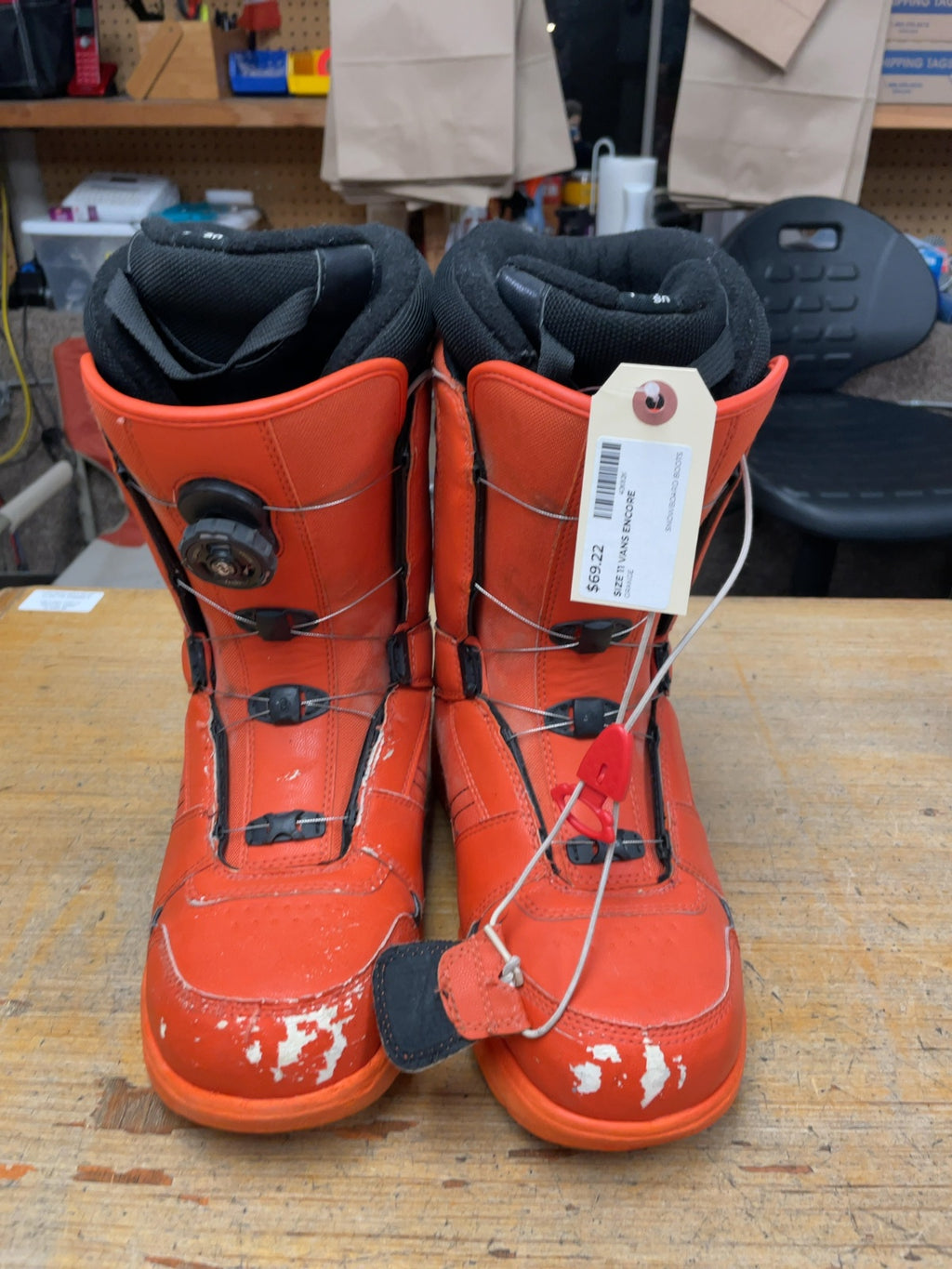 Vans Encore Size 11 US BOA Snowboard Boots Orange