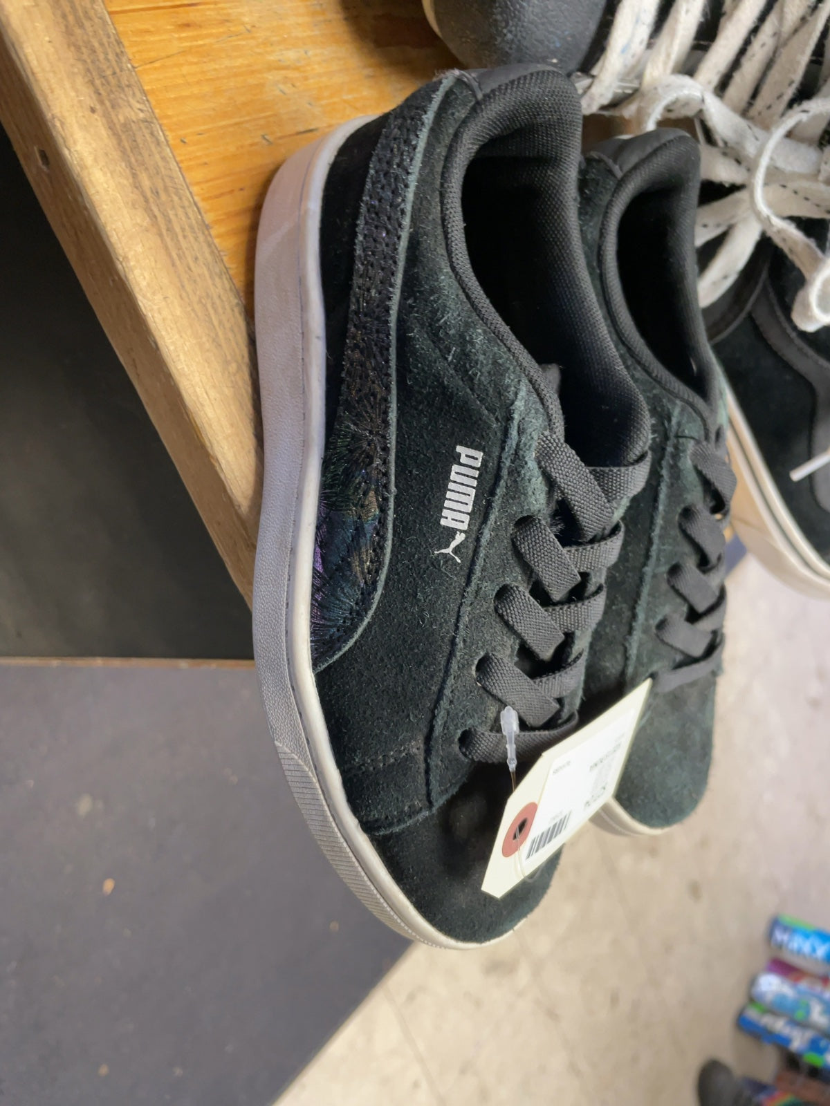 Puma Smash v2 Size 1.5C Black Suede Sneakers