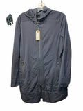 Hooded Full Zip Long Shell Jacket Size Large Black