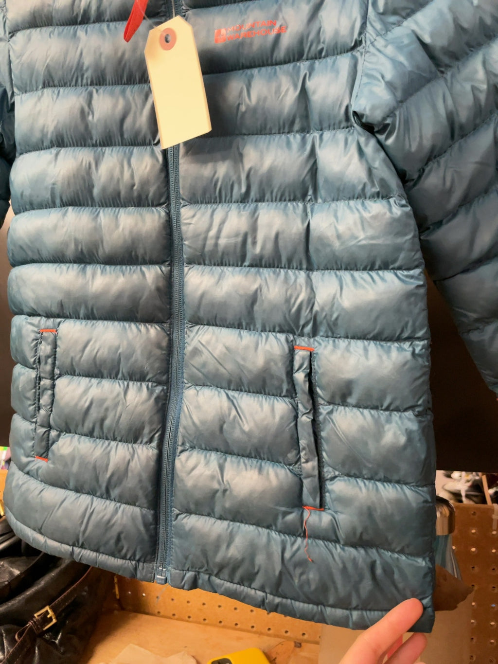 Mountain Warehouse Hooded Puffer Jacket Junior Size 7/8 Blue/Orange