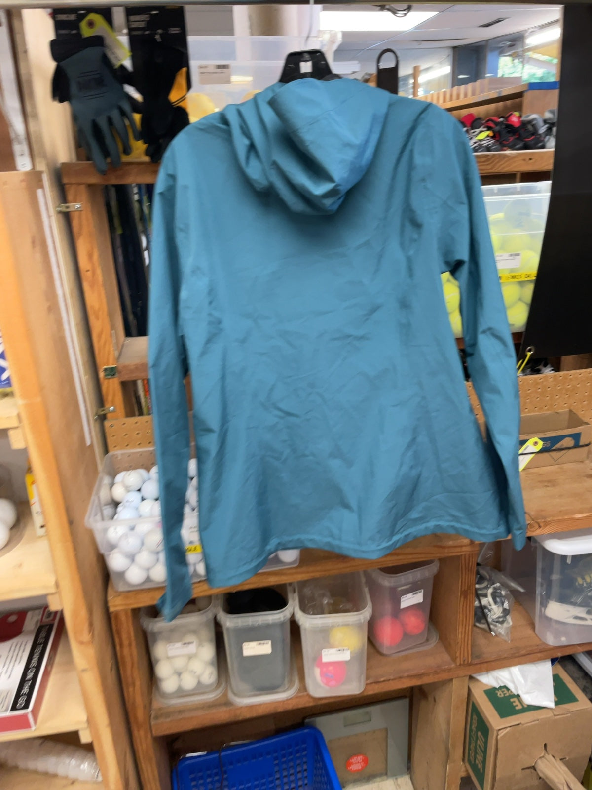 Eddie Bauer Women's Size L Hooded Rain Jacket Blue