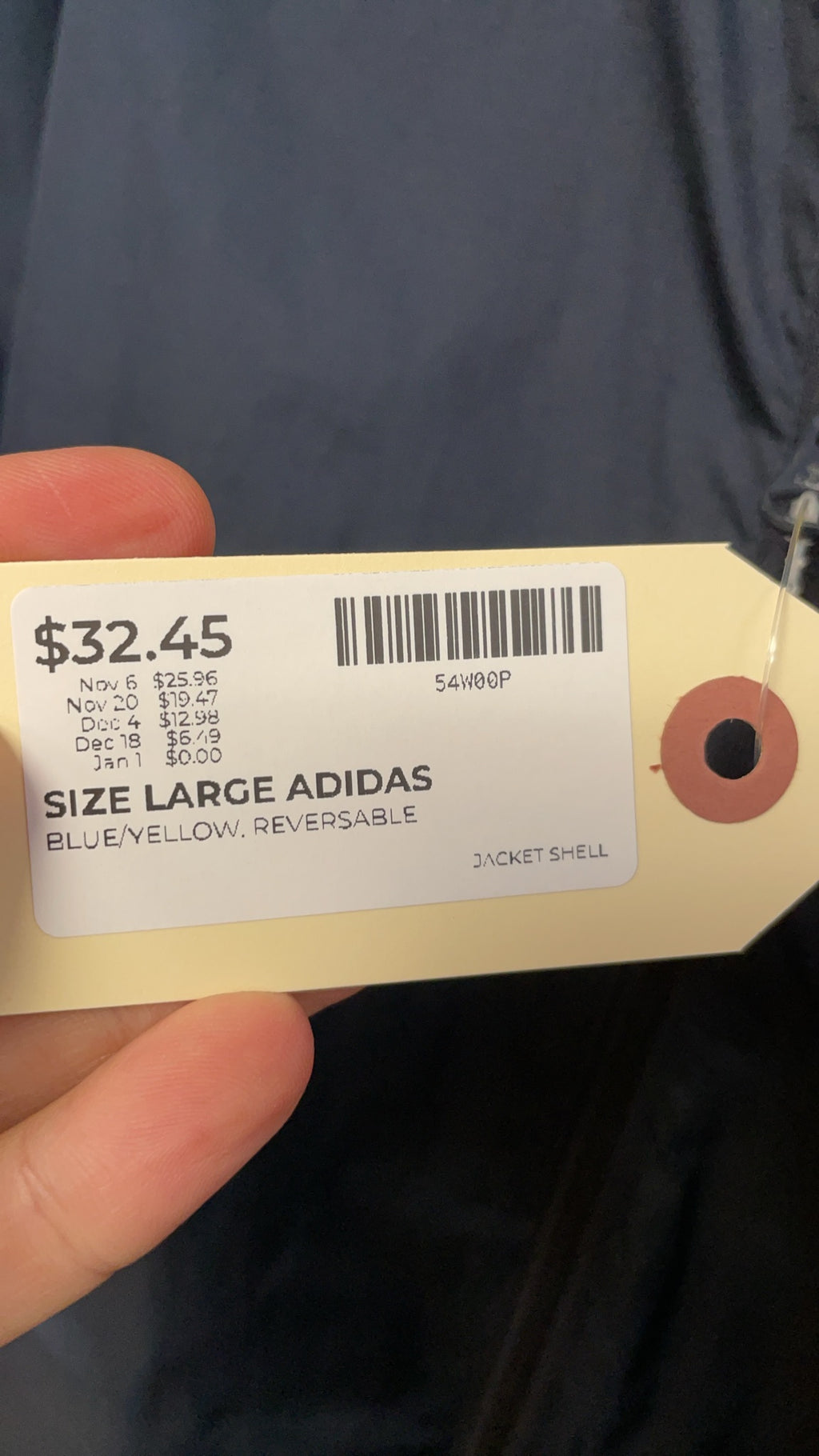 Adidas Size L Reversible Hooded Windbreaker Jacket