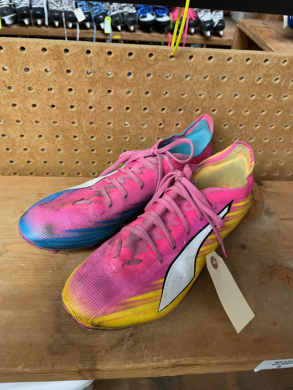 PUMA Size 11 Soccer Cleats Blue/Pink/Yellow