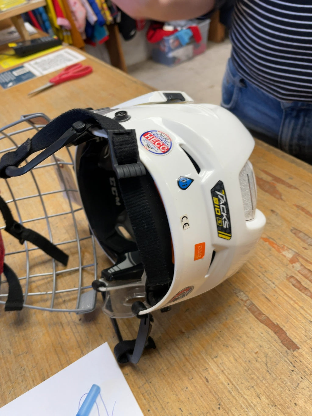 CCM Tacks 310 Size Small White Hockey Helmet with Cage