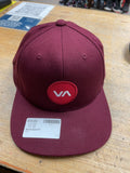 RVCA Mid Fit Snapback Hat Mid Fit Burgundy