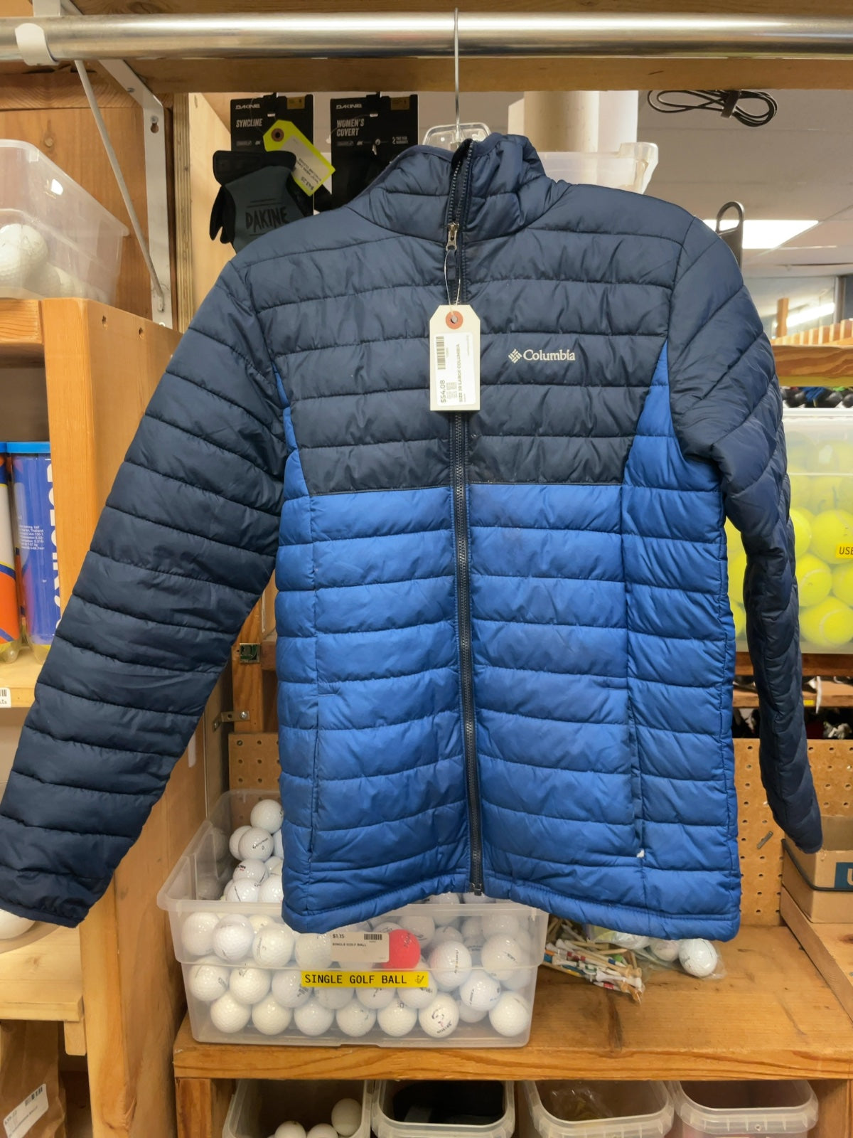 Columbia Hooded Puffer Jacket JR Large Navy Blue