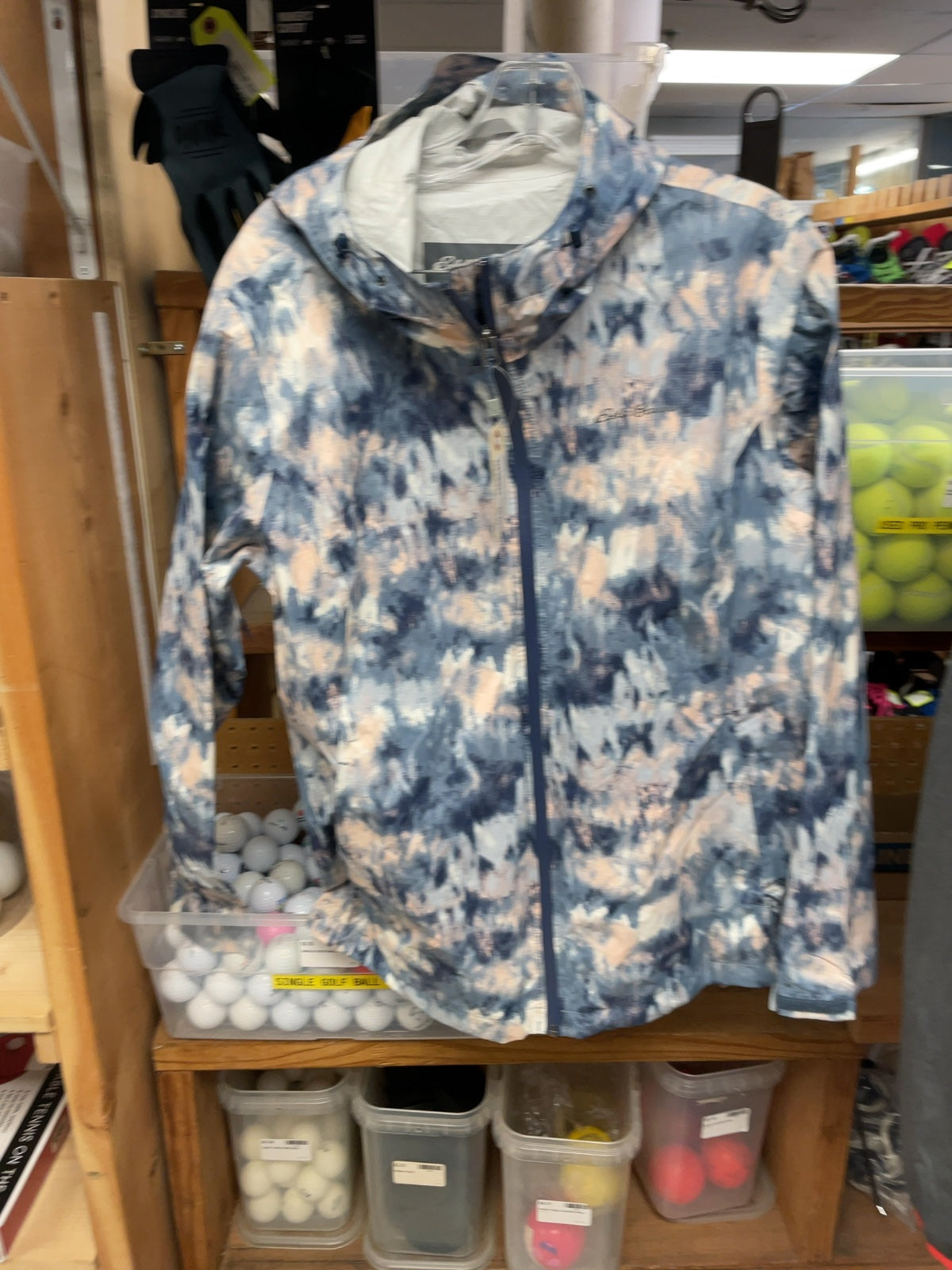 Eddie Bauer Rain Jacket Women's XL Blue/White/Pink