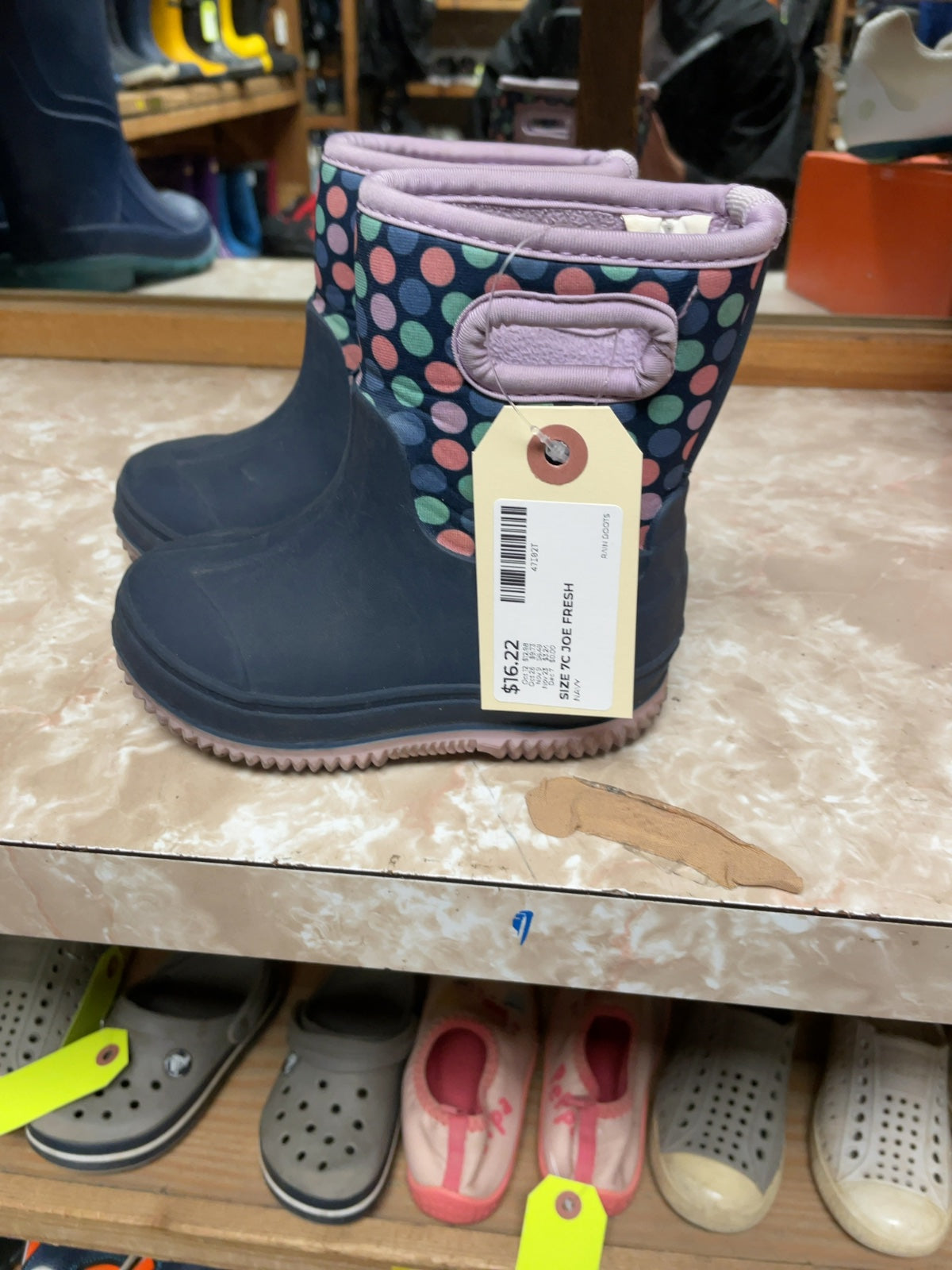Joe Fresh Polka Dot Rain Boots Size 7C