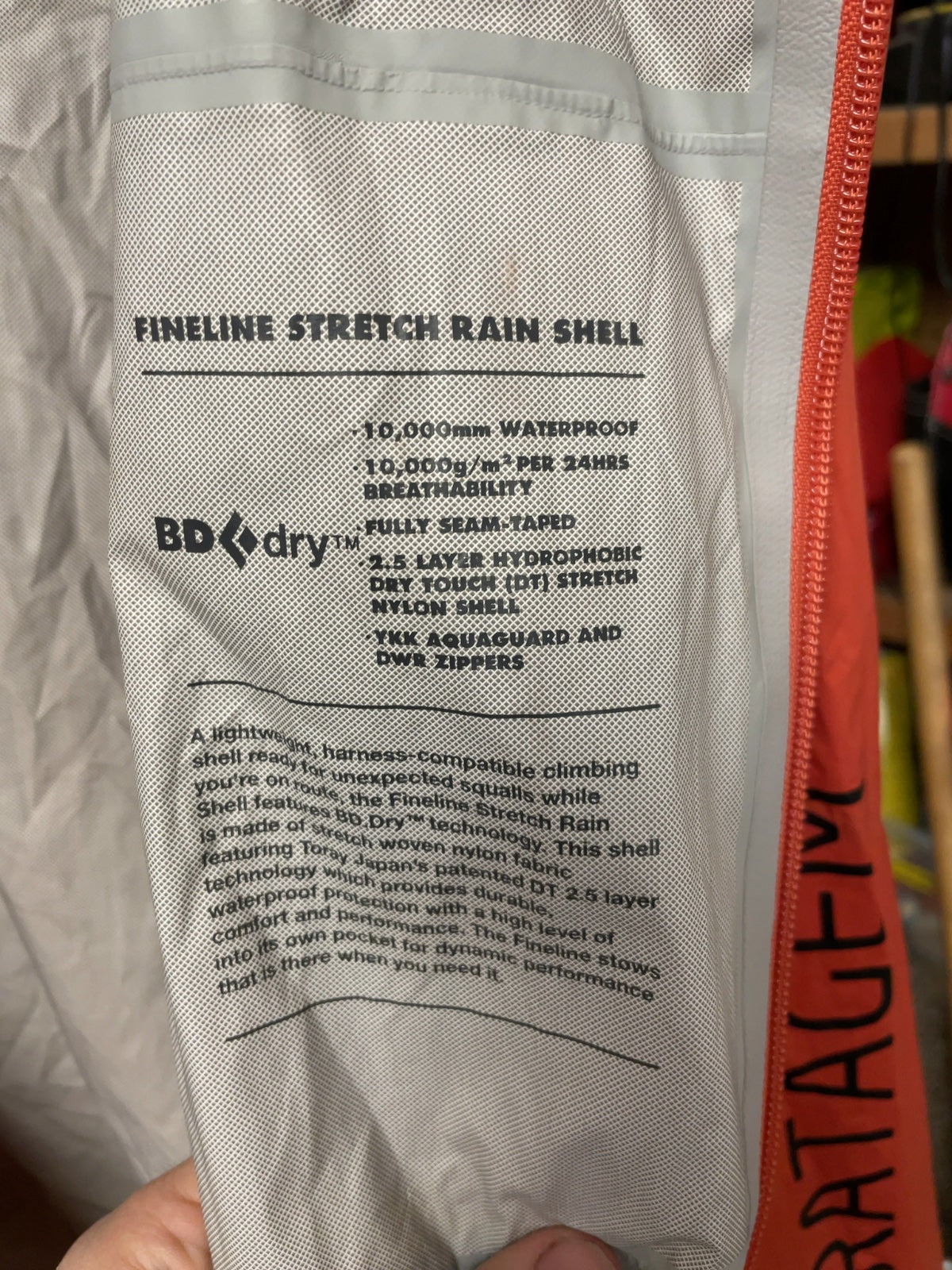 Black Diamond Fineline Stretch Rain Shell Size M