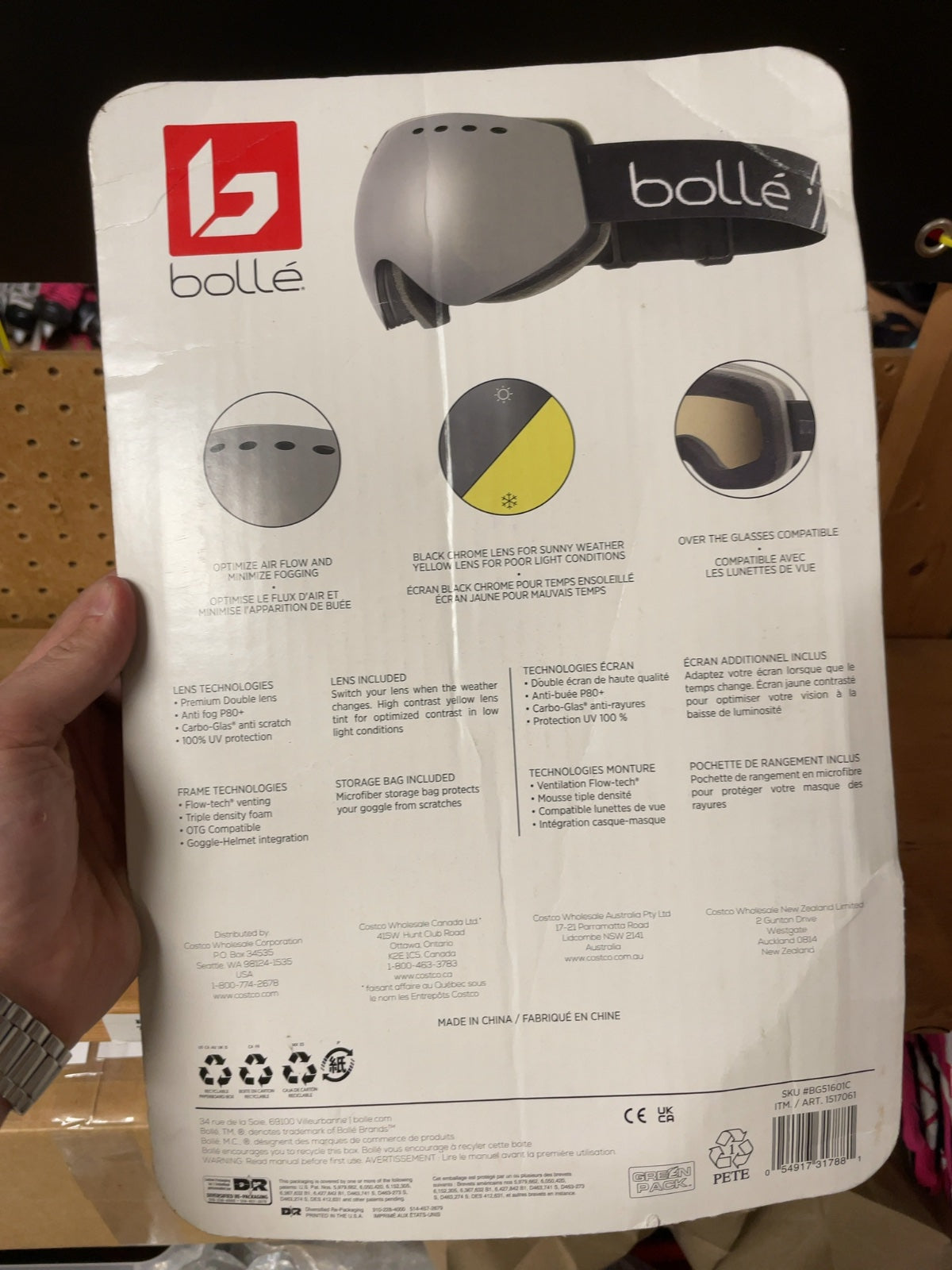 Bolle Snow Goggles Medium/Large Fit With Bonus Lens