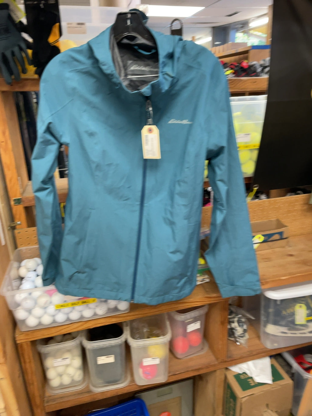 Eddie Bauer Women's Size L Hooded Rain Jacket Blue
