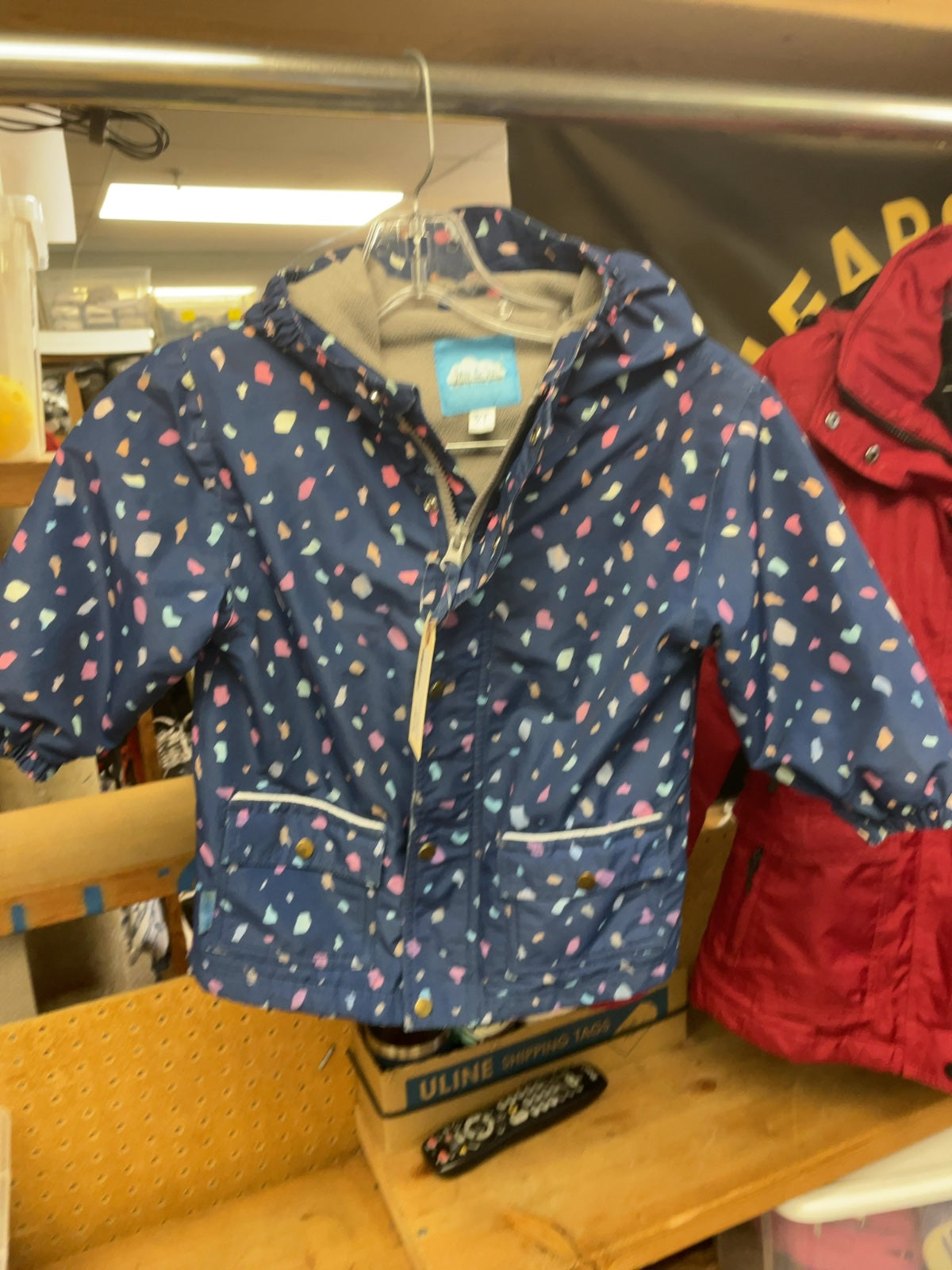 Jan & Jul Fleece Lined Rain Jacket Size 3T Blue Pattern
