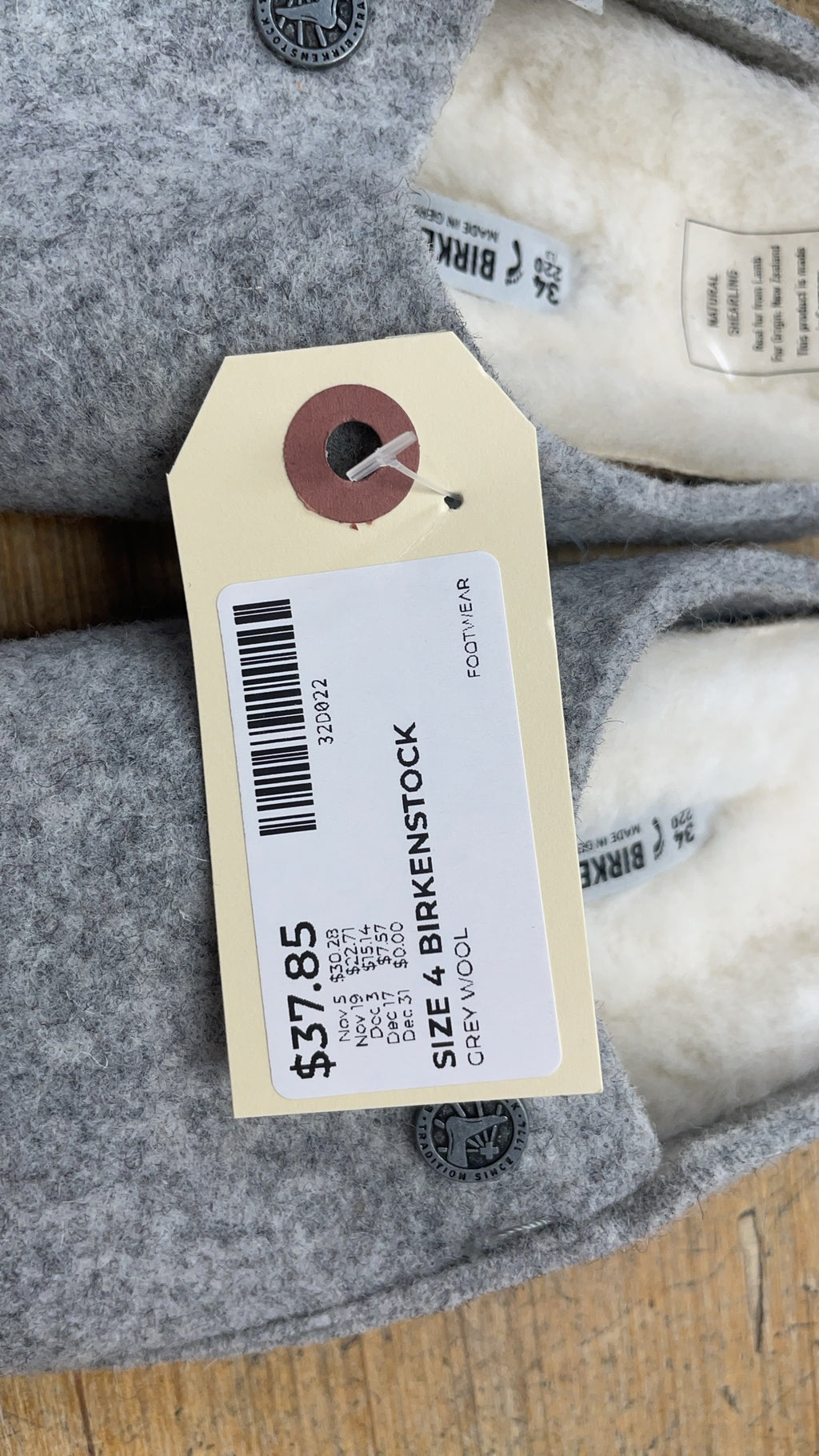 Birkenstock Zermatt Shearling Size 34 EU Grey Wool Clogs