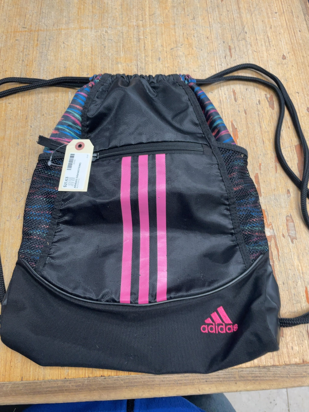 Adidas Drawstring Sackpack Bag Black Pink