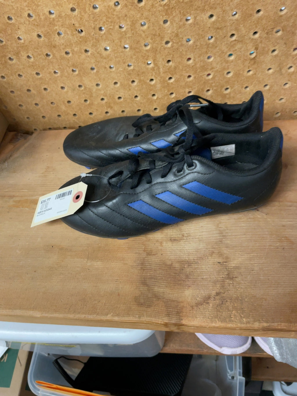 Adidas Soccer Cleats Size 6 US Black/Blue