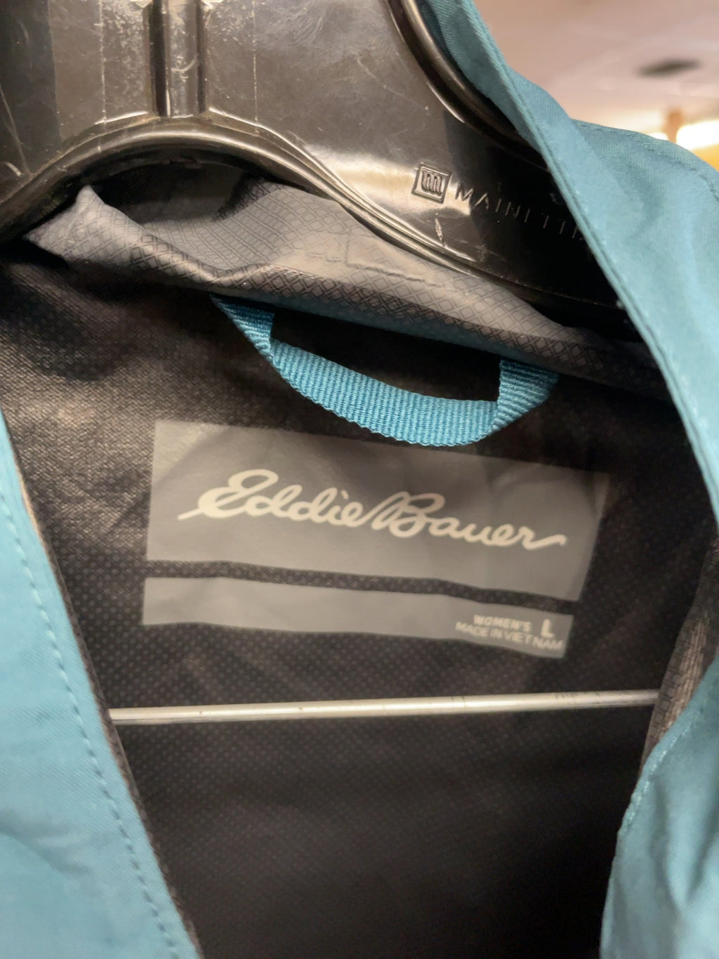 Eddie Bauer Women's Size L Hooded Rain Jacket Blue