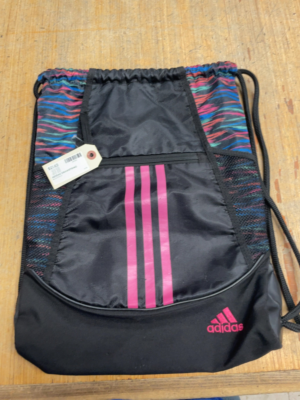 Adidas Drawstring Sackpack Bag Black Pink