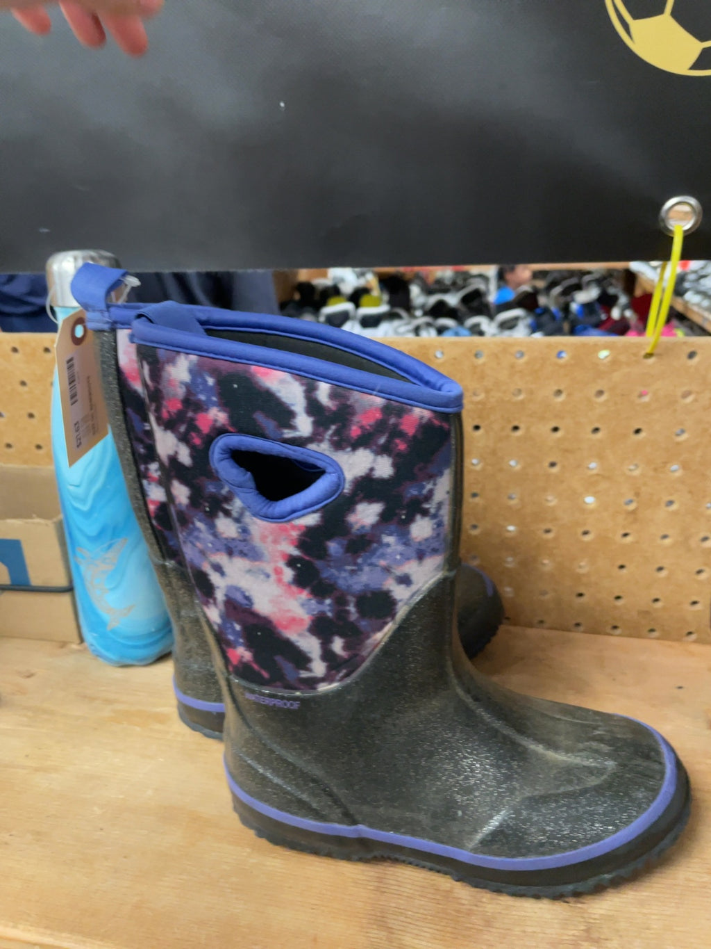Bogs Rain Boots Size 12C Black / Purple Tie Dye Glitter