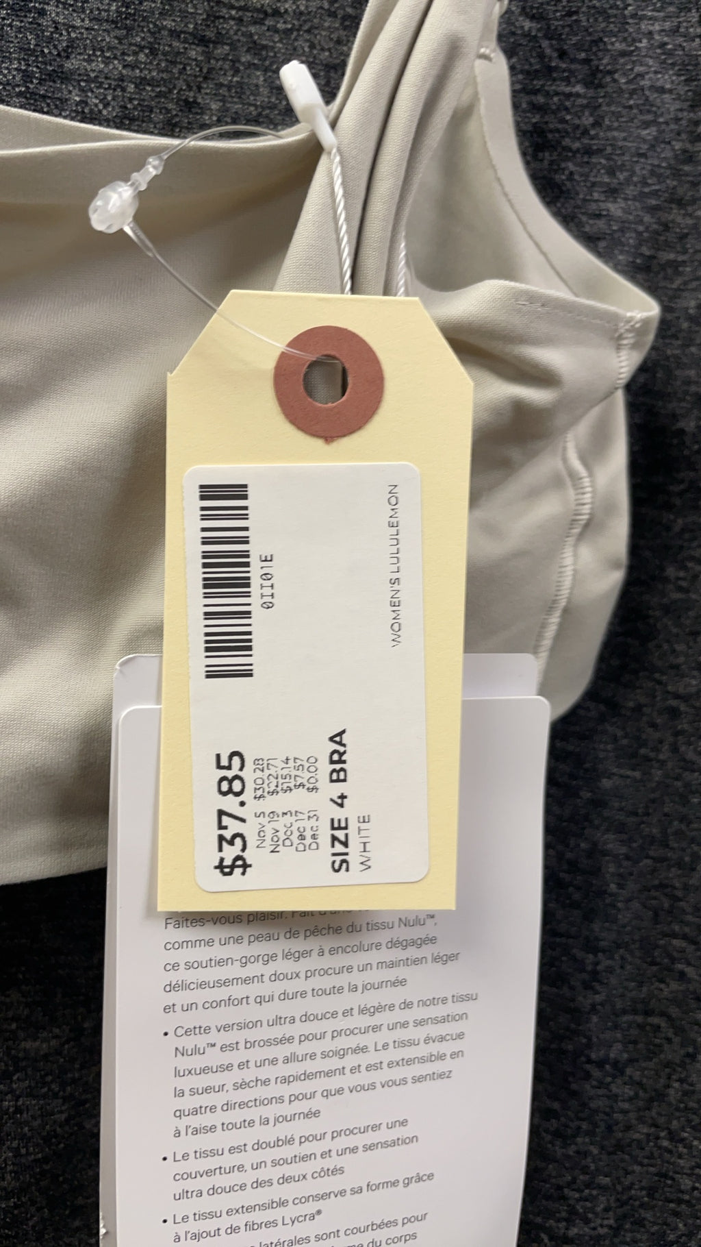 lululemon Size 4 Bra