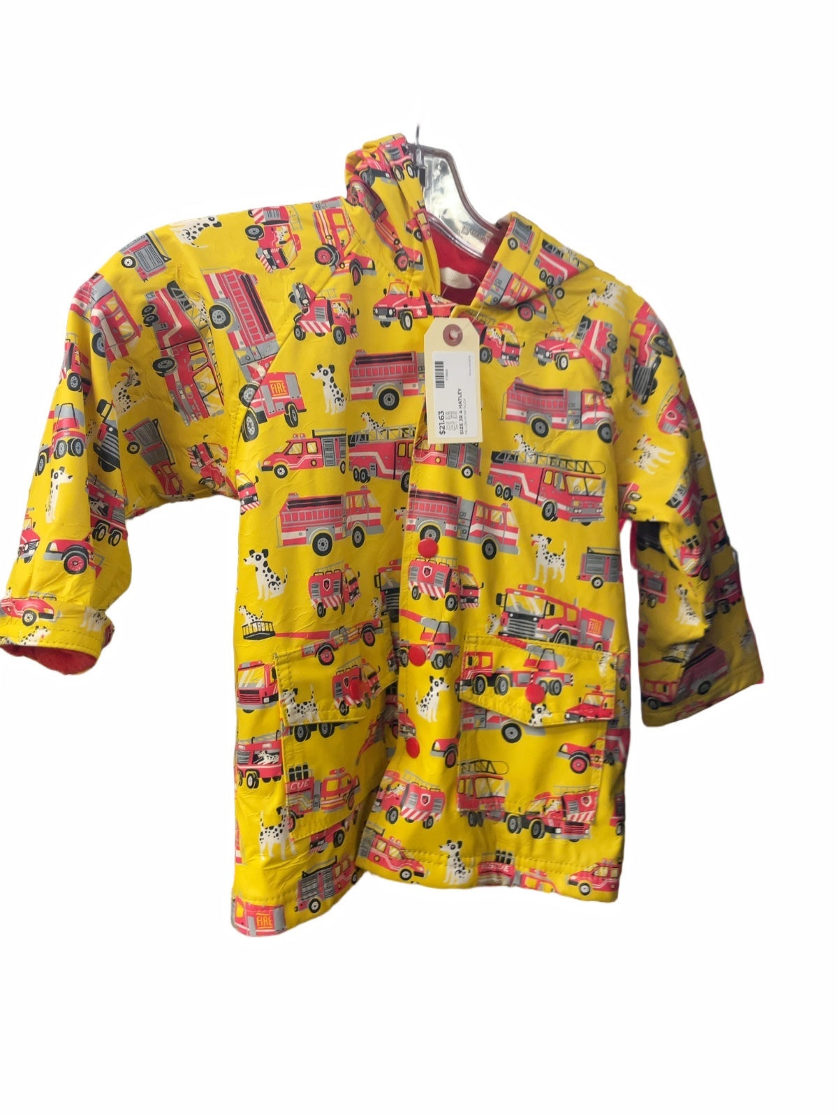 Hatley Firetruck Print Raincoat Size 4