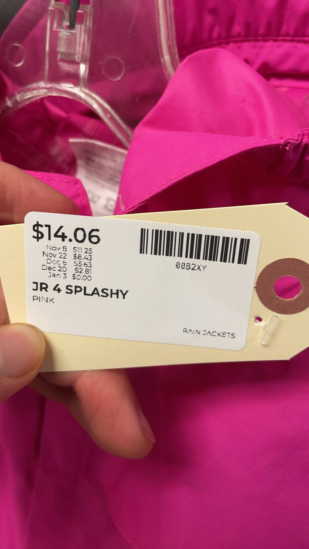 Splashy Rain Jacket Size 4 Pink