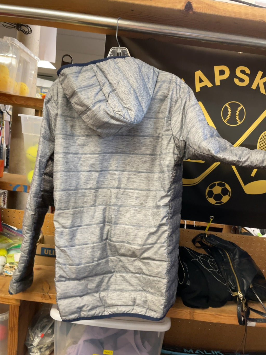 Columbia Size S Hooded Puffer Jacket Grey