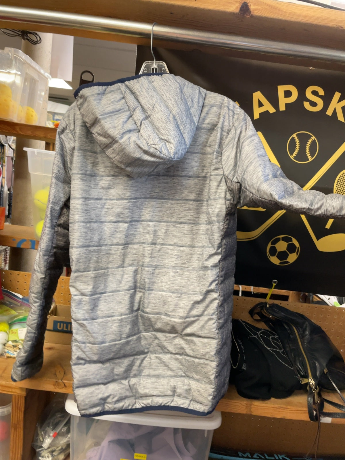 Columbia Size S Hooded Puffer Jacket Grey