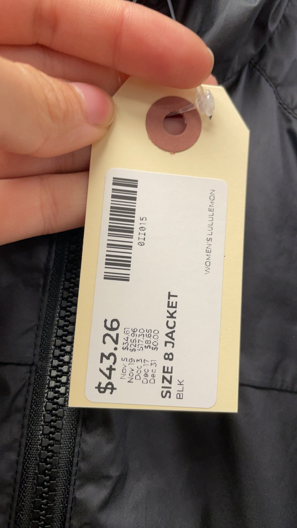 Lululemon Size 8 Lightweight Full Zip Windbreaker Running Jacket