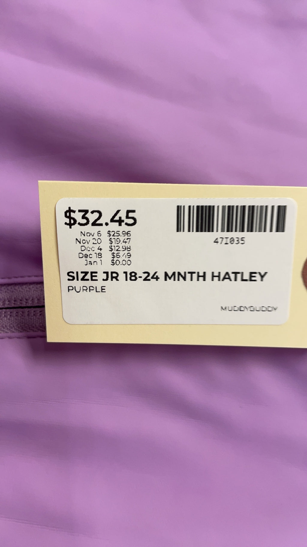 Hatley Muddy Buddy Size 18-24 Purple Rain Suit