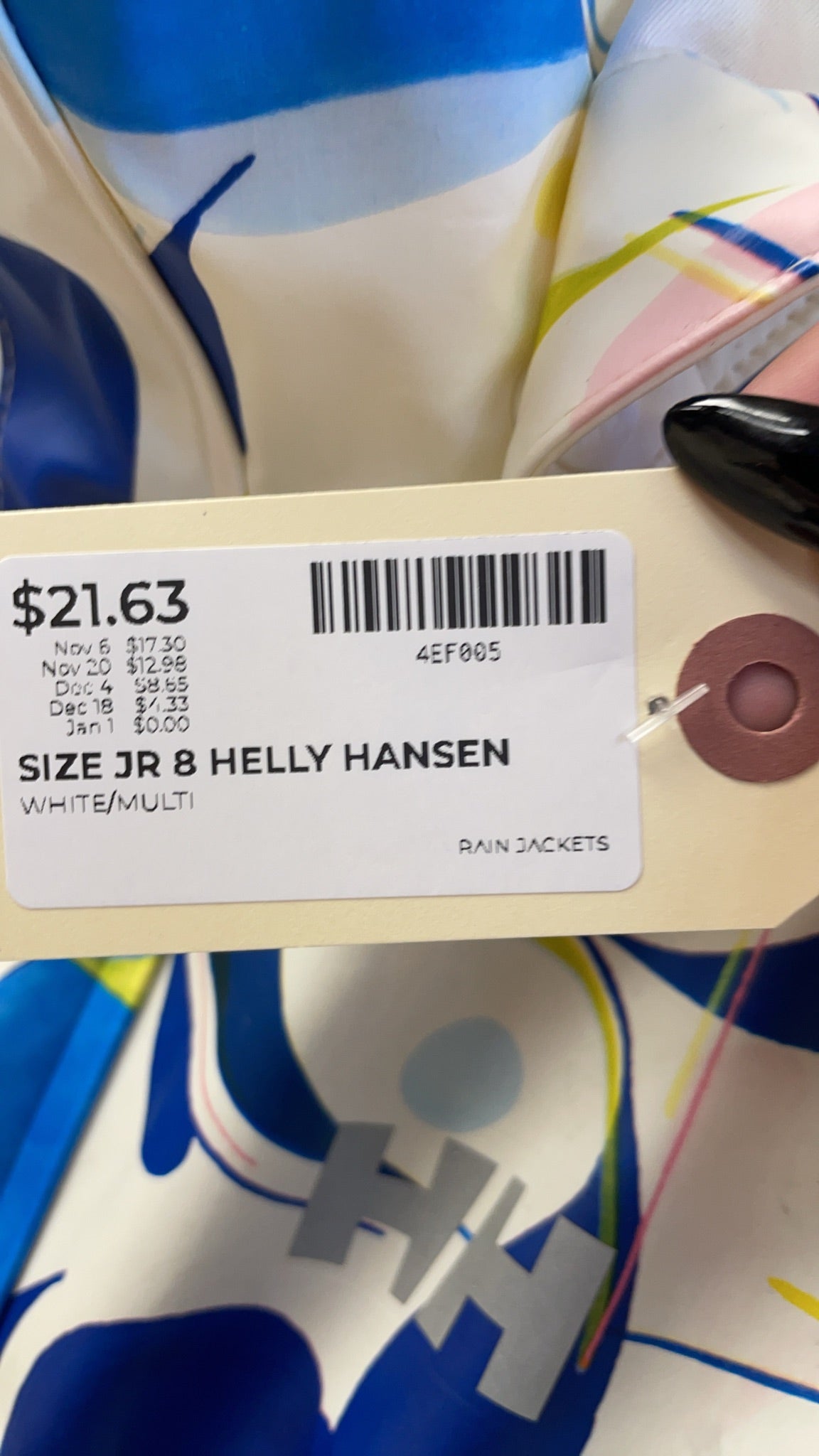 Helly Hansen Size 128/8 Hooded Rain Jacket
