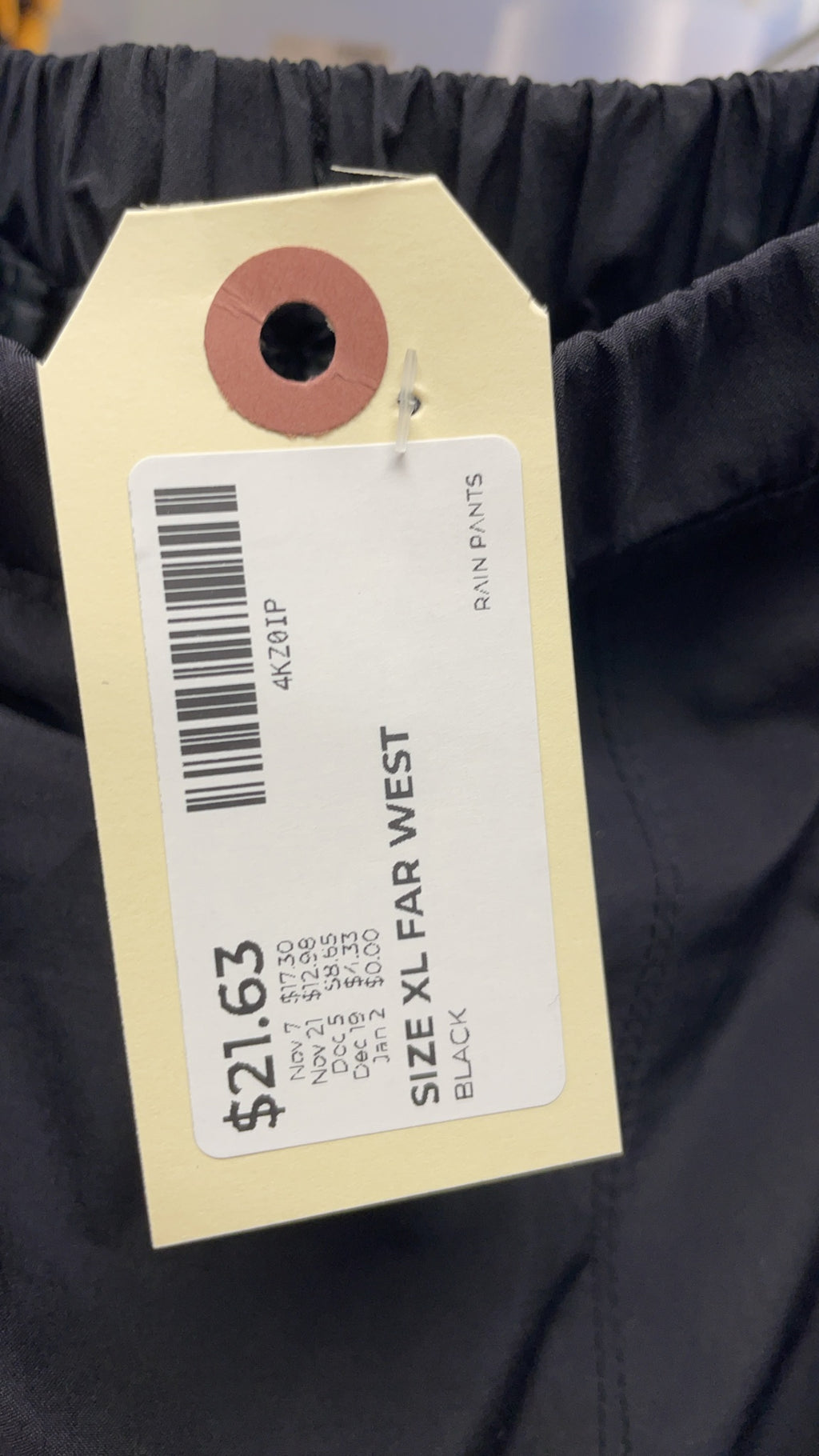 Far West Rain Pants Size XL Black