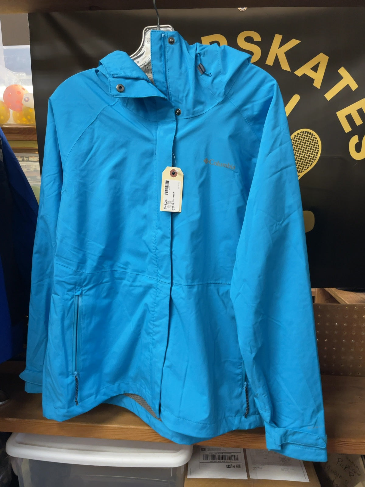Columbia Hooded Rain Jacket XL Blue
