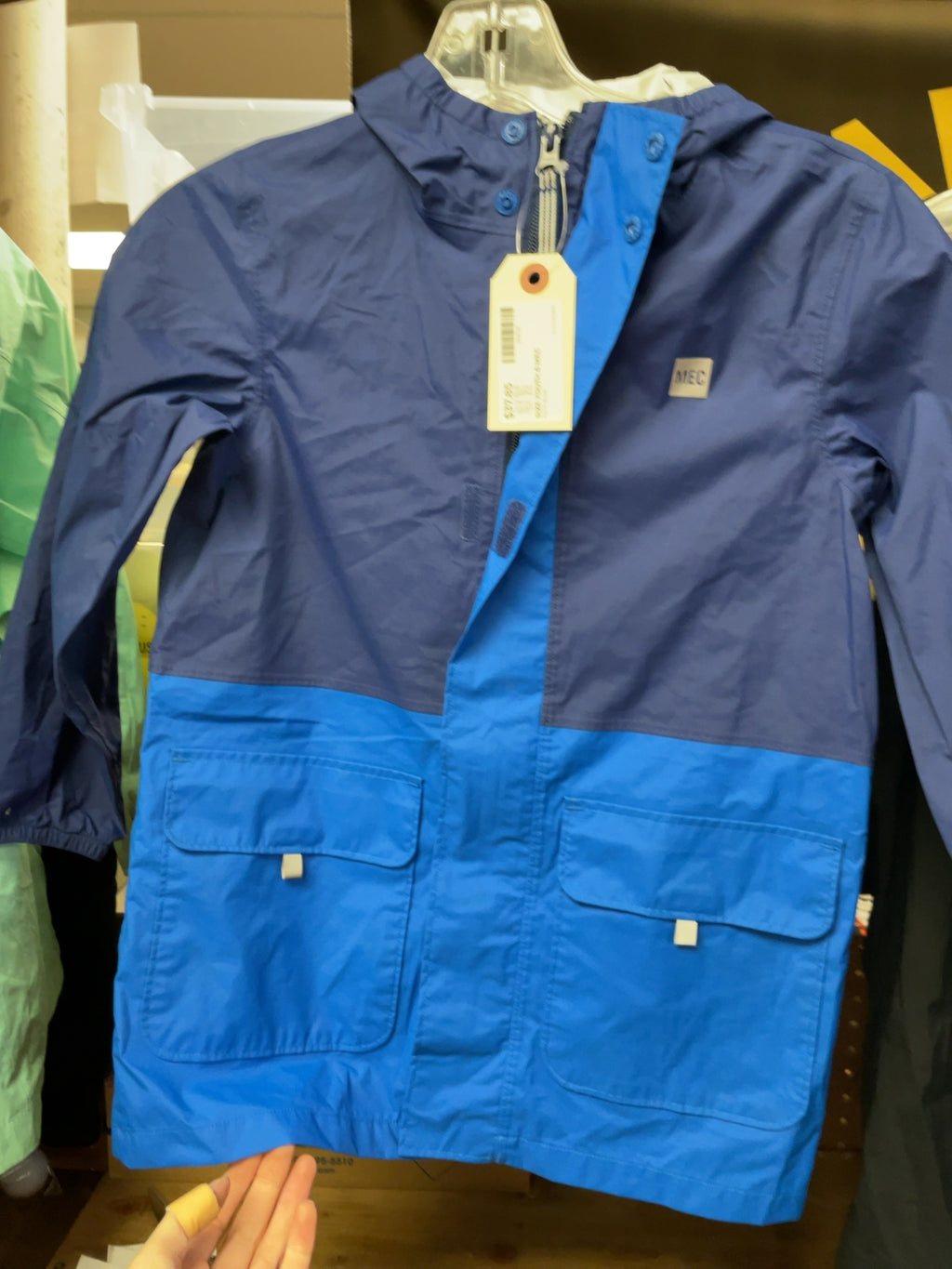 MEC Size Youth 6 Rain Jacket Navy Blue