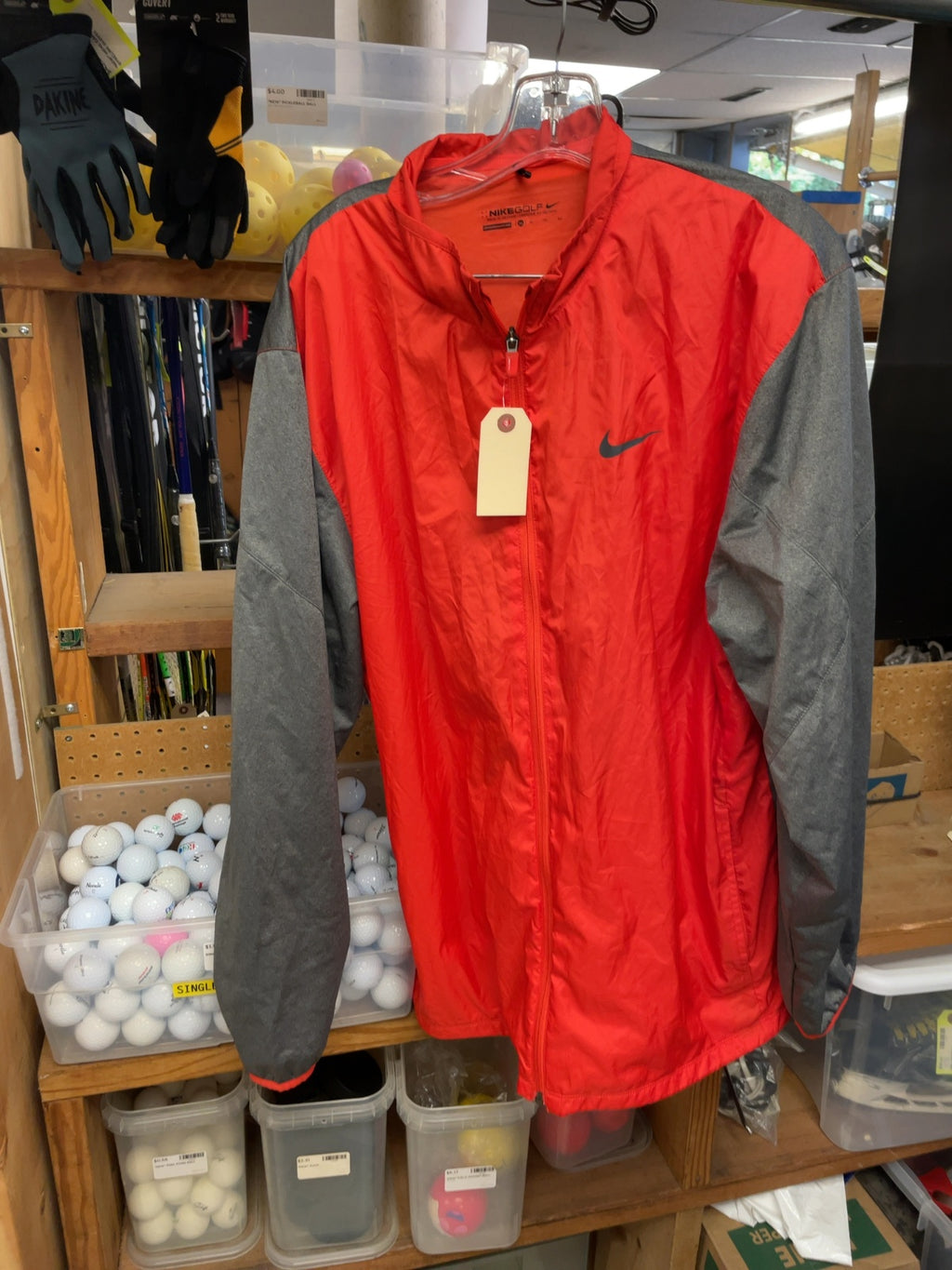 Nike Golf Full Zip Shell Jacket Size XL Red / Grey