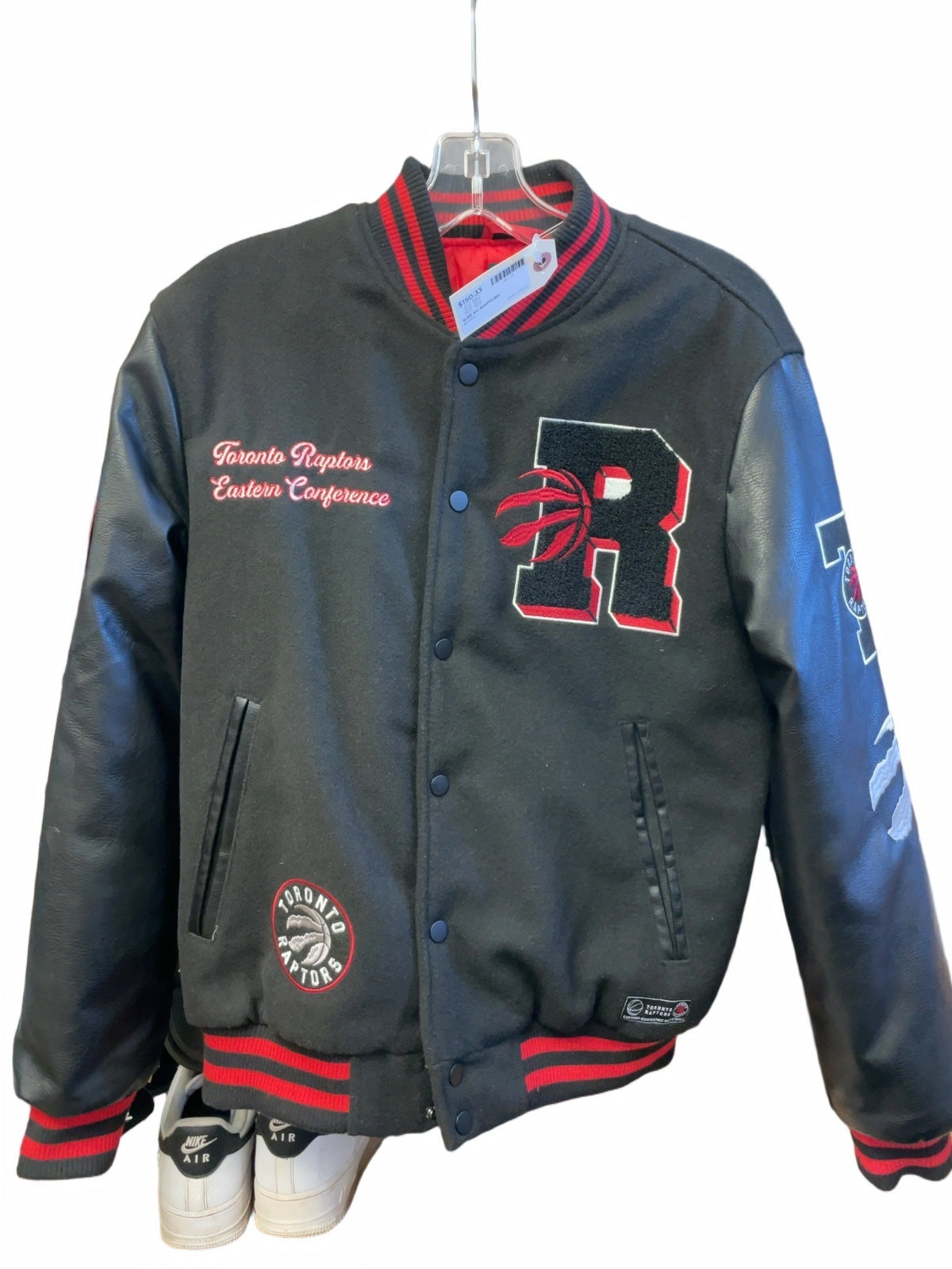 NBA By Josh Denzel Toronto Raptors Varsity Jacket Size XS Black/Red