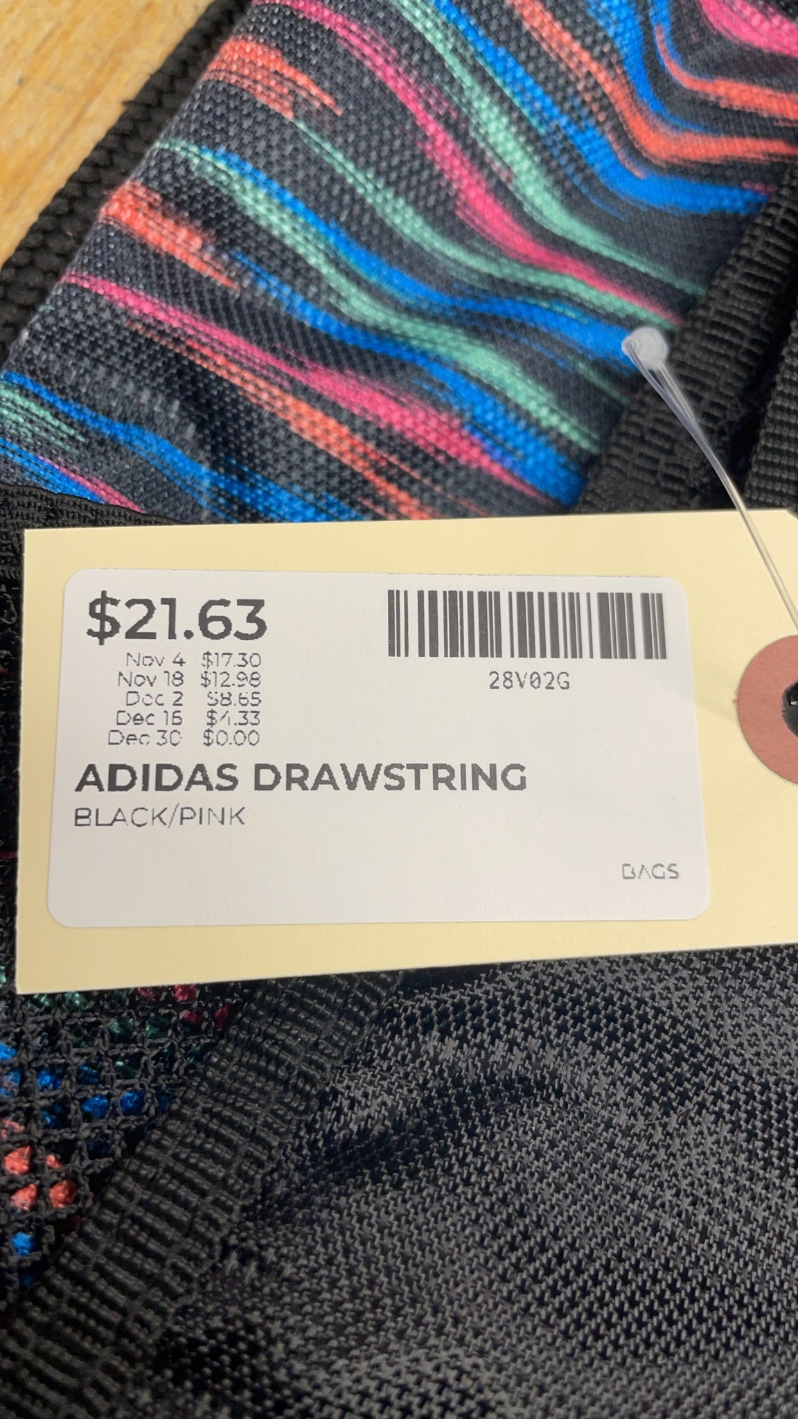 Adidas Drawstring Sackpack Bag Black Pink