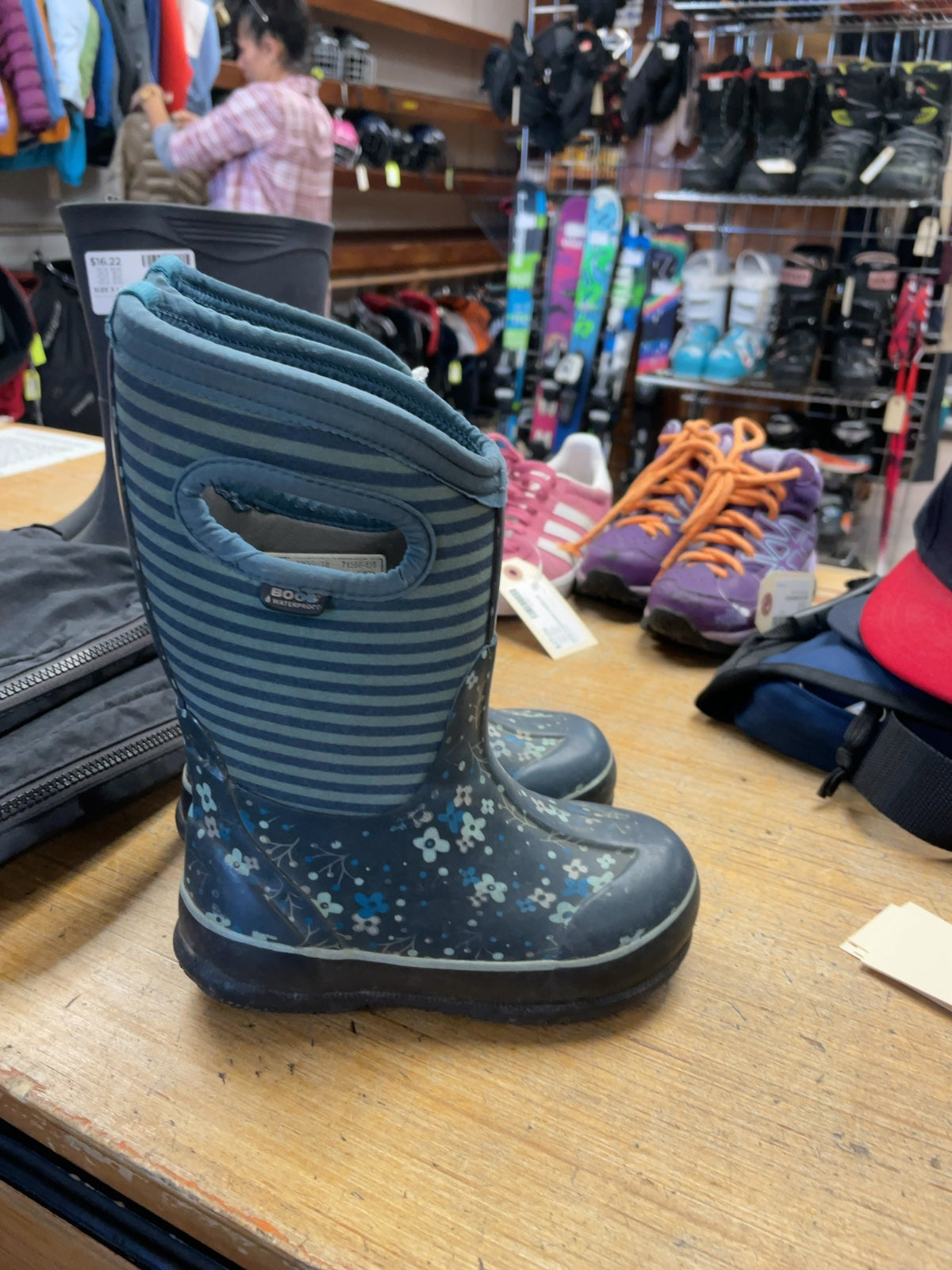 Bogs Waterproof Rain Boots Size 13C Floral Stripes