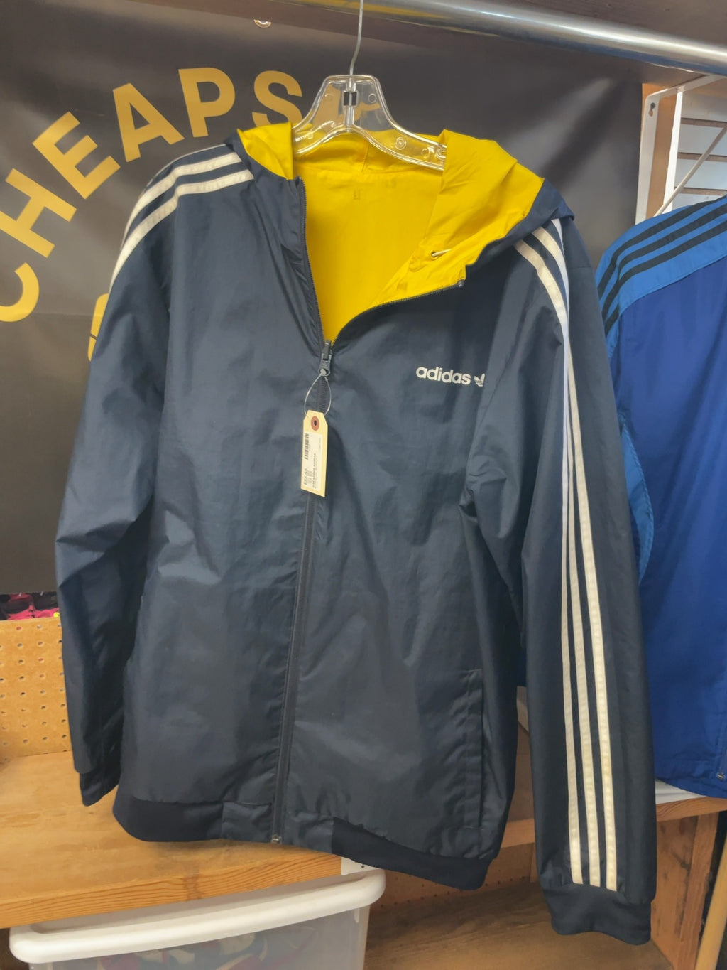 Adidas Size L Reversible Hooded Windbreaker Jacket