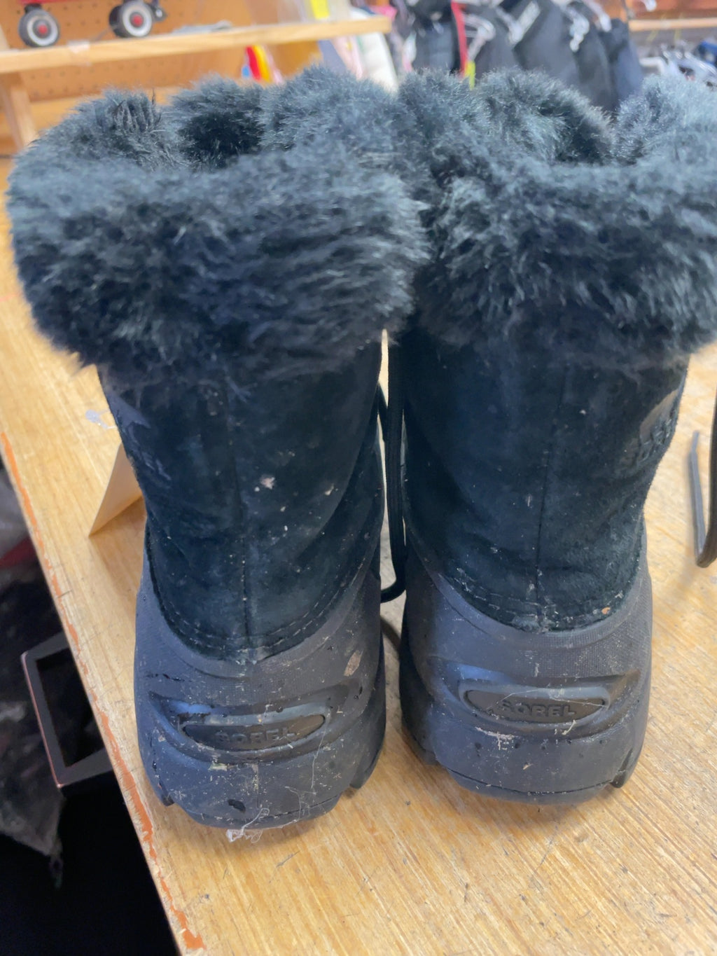 Sorel Winter Boots Size 6 Black Faux Fur