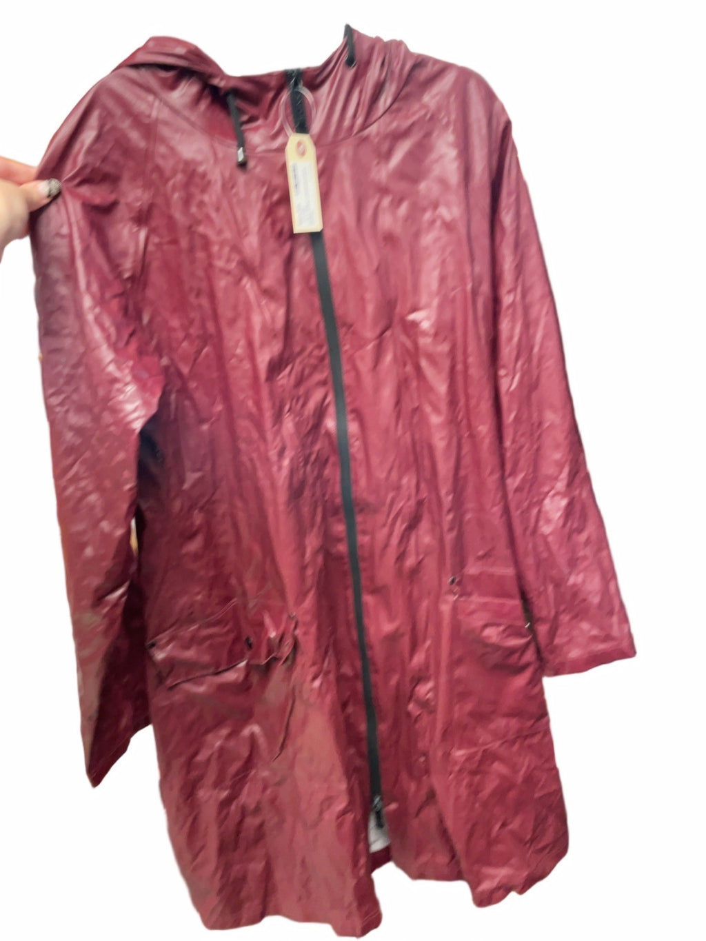 Rains Waterproof Long Rain Jacket Size L/XL Burgundy