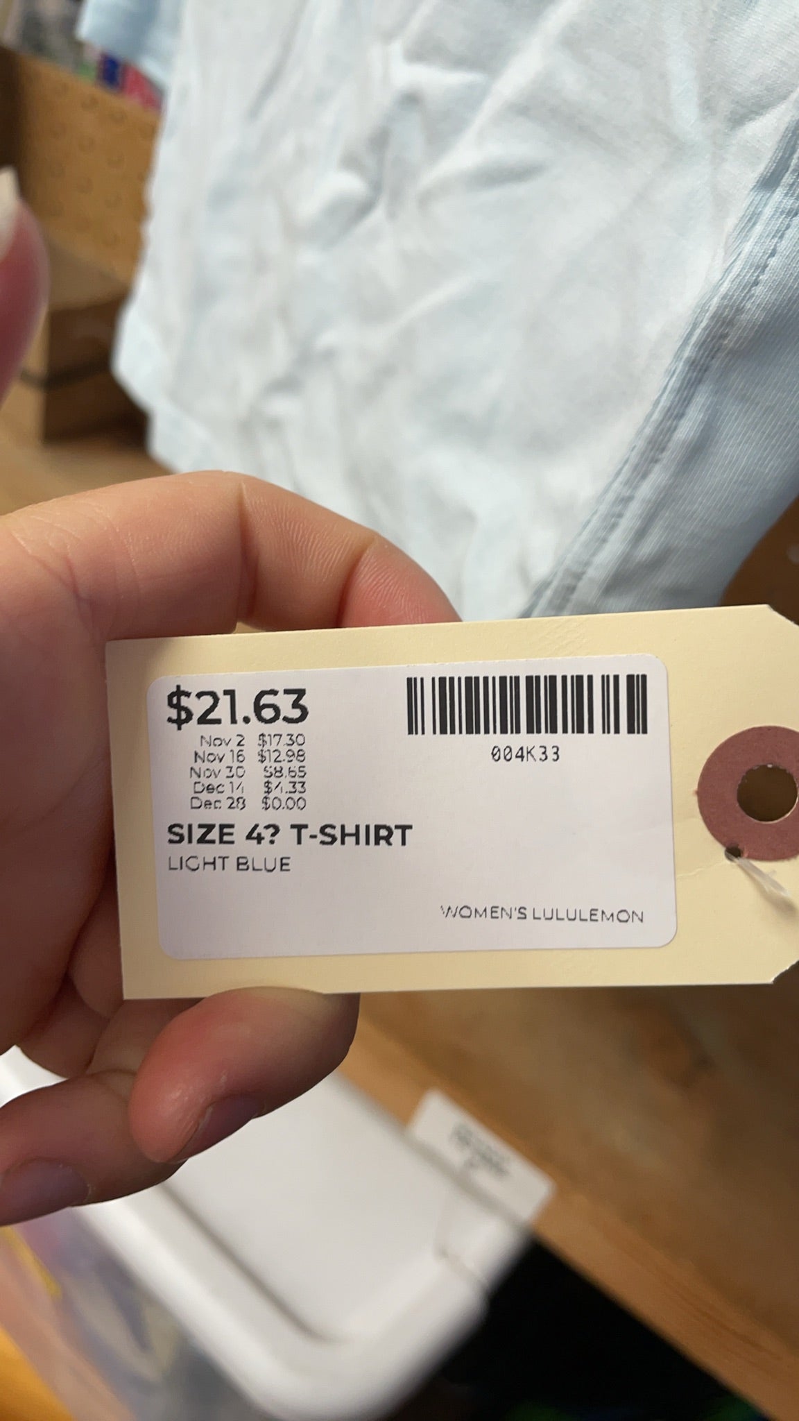 lululemon Size 4 T-Shirt Light Blue