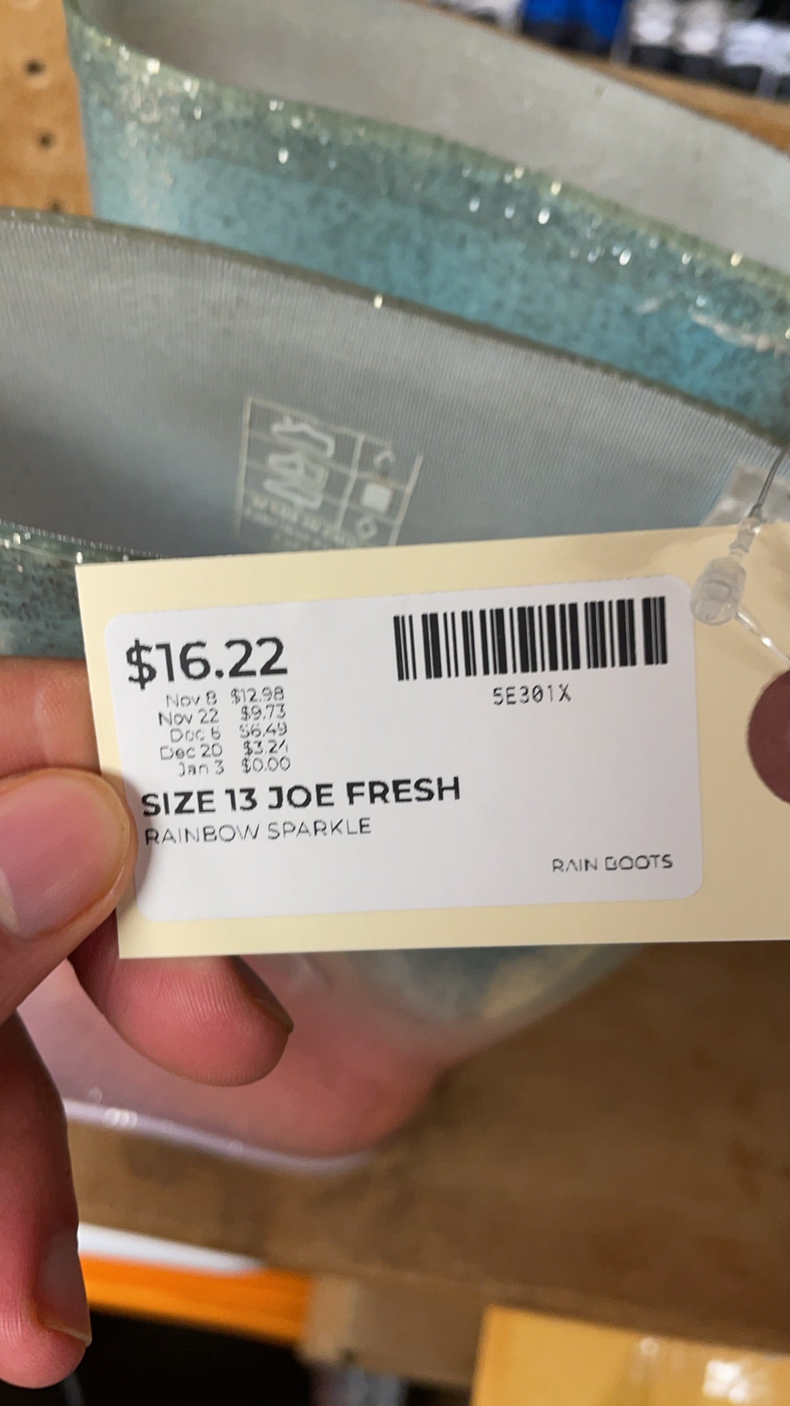 Joe Fresh Rainbow Sparkle Size 13 Rain Boots