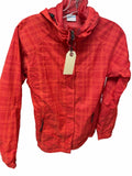 Columbia Plaid Hooded Rain Jacket XS Red